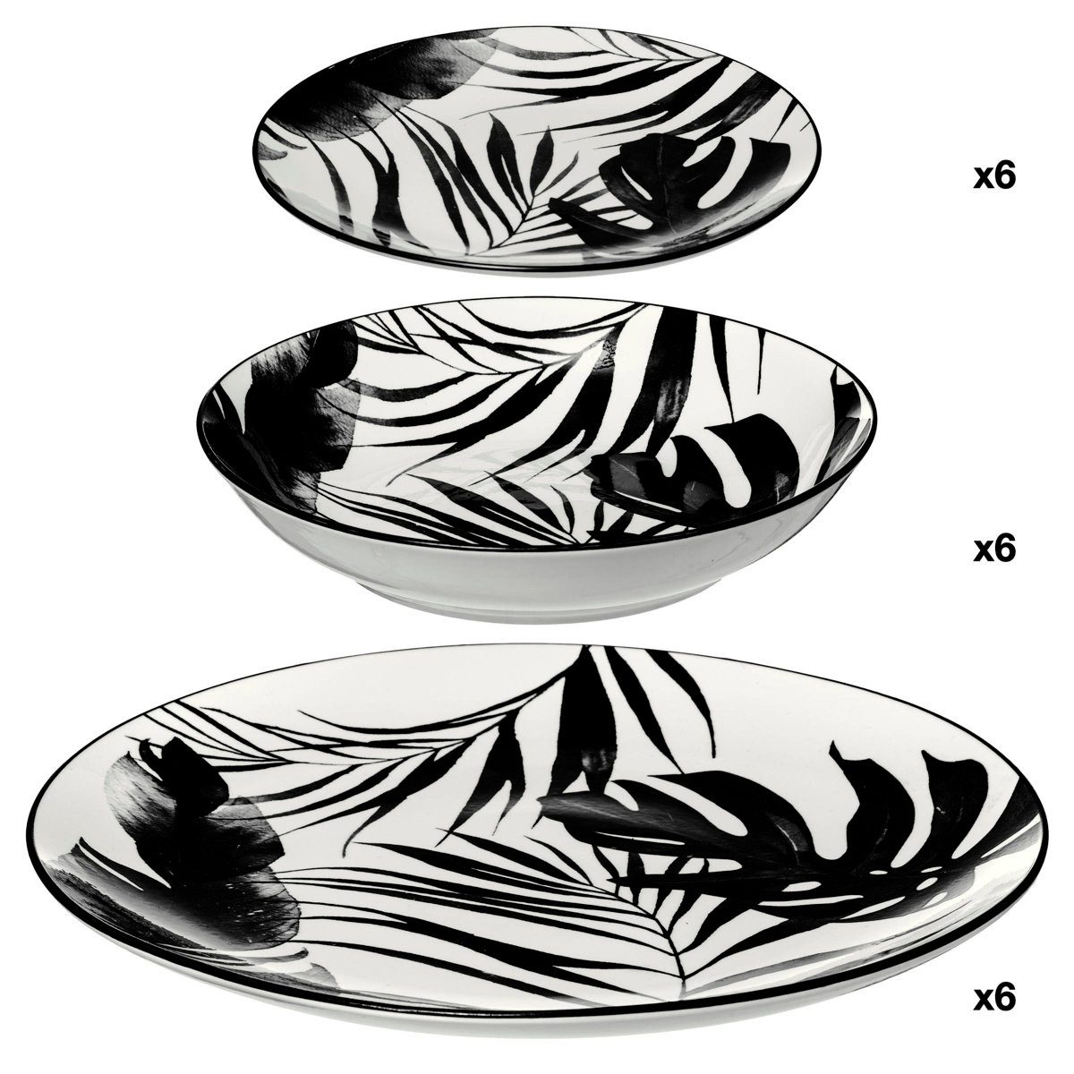 Secret de Gourmet Geschirr-Set Geschirr-Set PALME, 18-teilig, Porzellan