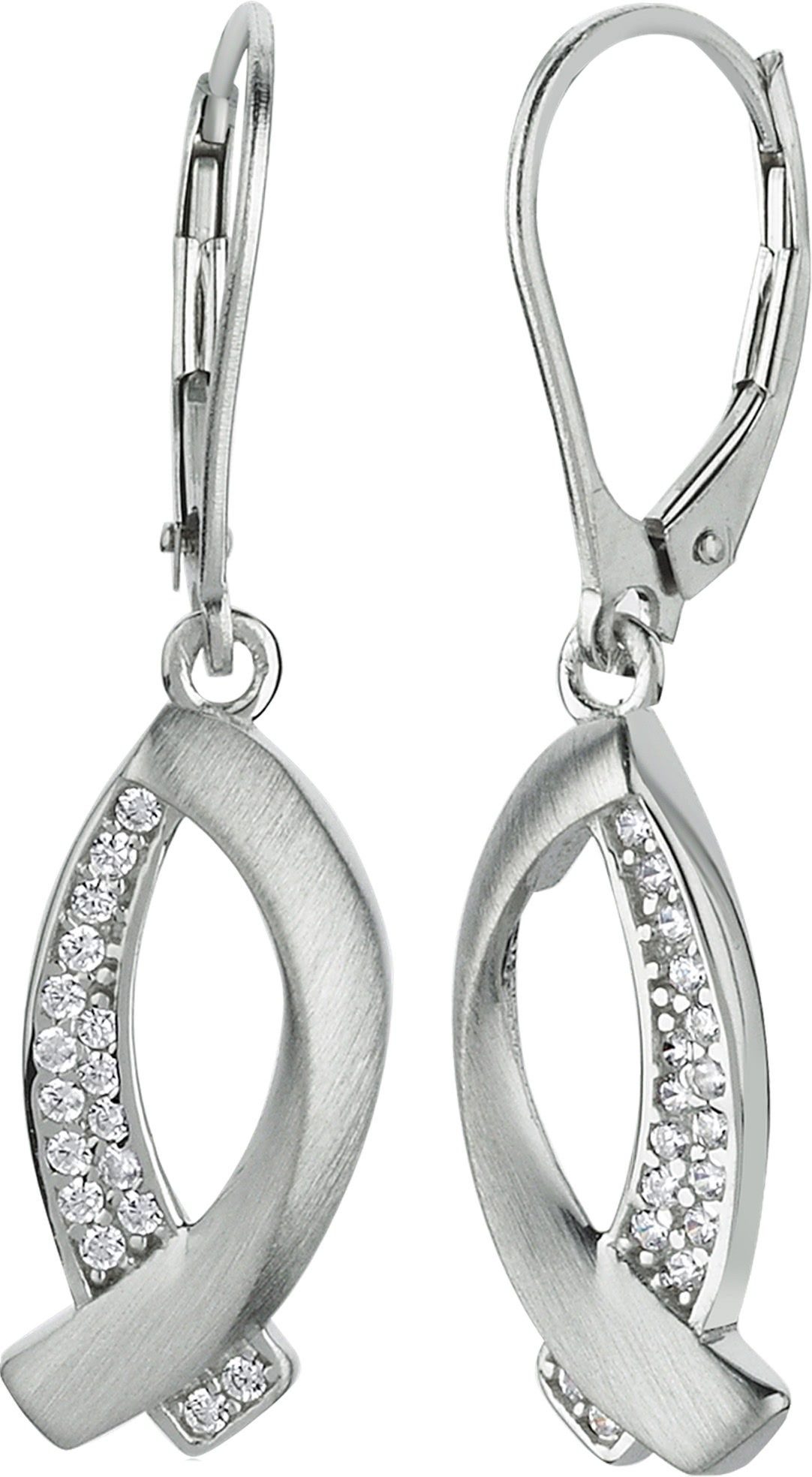 Balia Paar 3,2cm Sterling poliert Damen Balia 925 Fisch Ohrringe ca. Silber, Ohrhänger Länge Ohrhänger Damen (Ohrhänger), aus und matt