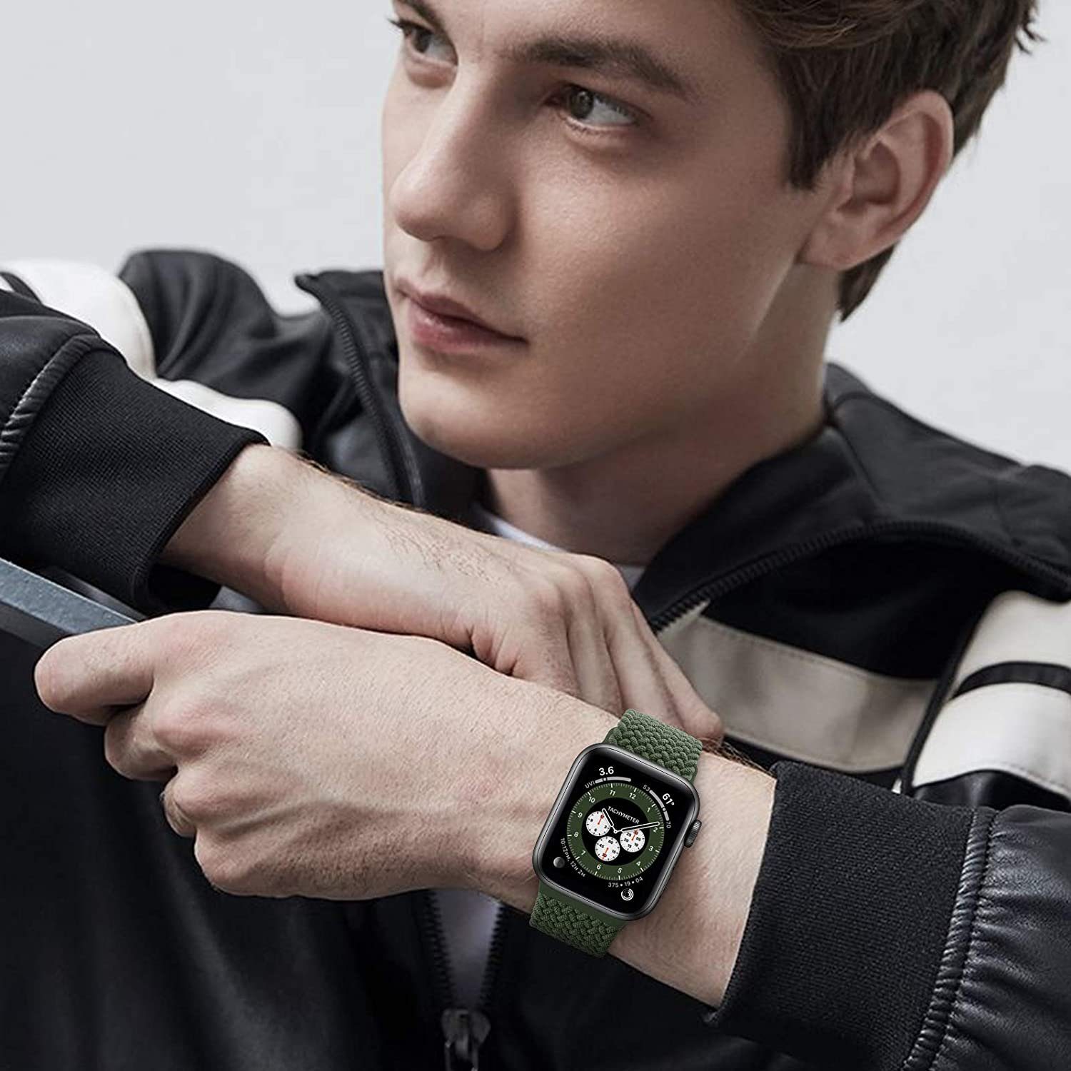 Kompatibel Armband Watch Solo Smartwatch-Armband GelldG Loop Armband Apple Grün Geflochtenes mit