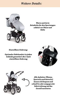 babies-on-wheels Kombi-Kinderwagen 3 in 1 Kinderwagen-Set Cosmo ECO - 16 Teile - in 29 Кольора(ів)