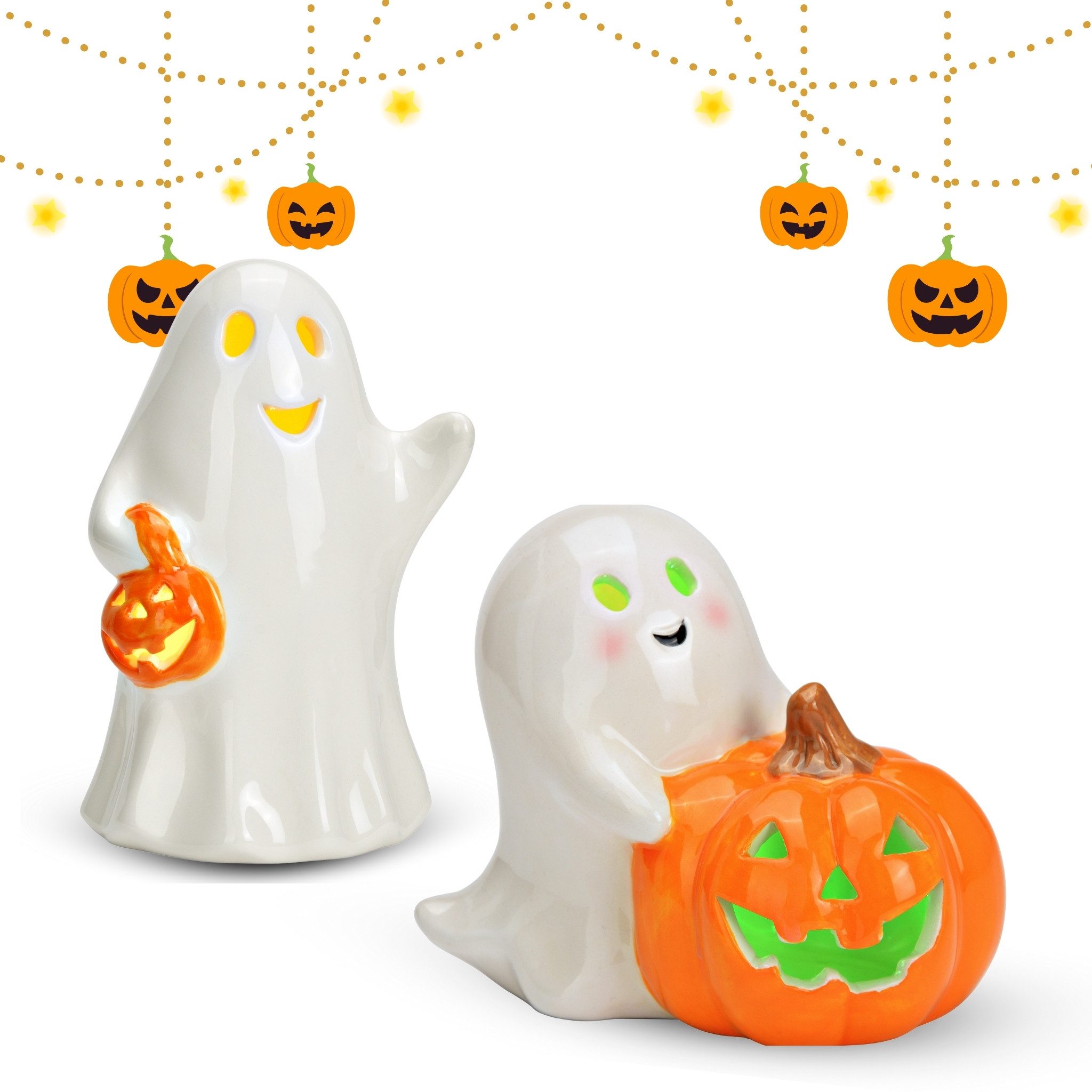 matches21 HOME & HOBBY Dekofigur 2er Set Halloween Geister aus Keramik mit günstig online kaufen