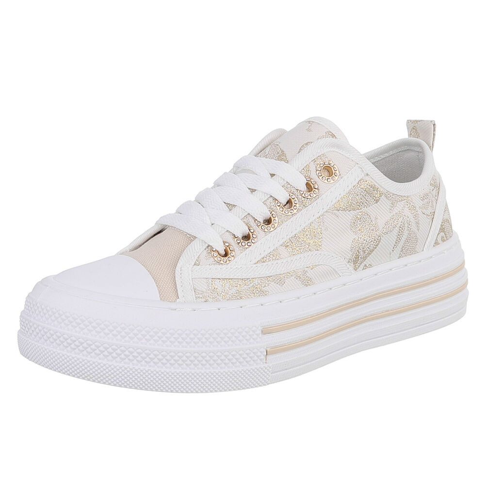 Ital-Design Trendiger Freizeitschuh mit hochwertigem Design für Damen Sneaker (91261157) Flach Sneakers Low in Beige