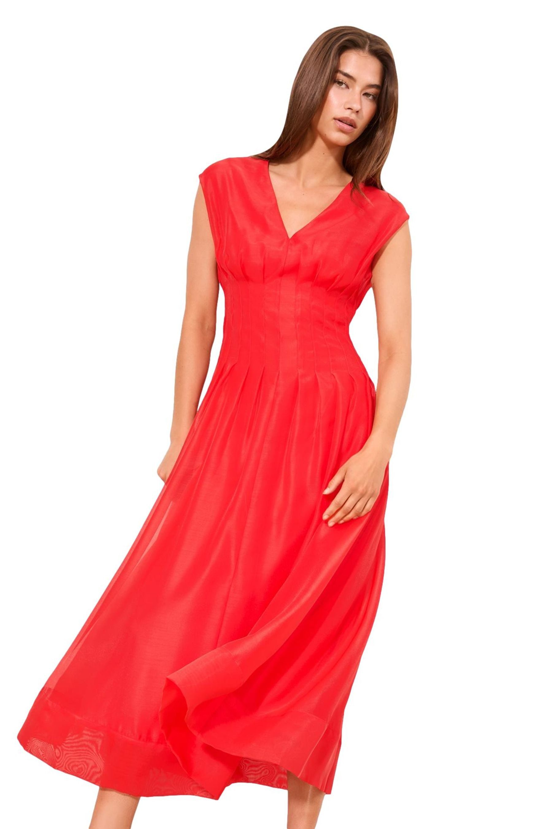 LIPSY Midikleid Lipsy Tailliertes Kleid mit V-Ausschnitt, Regular (1-tlg)