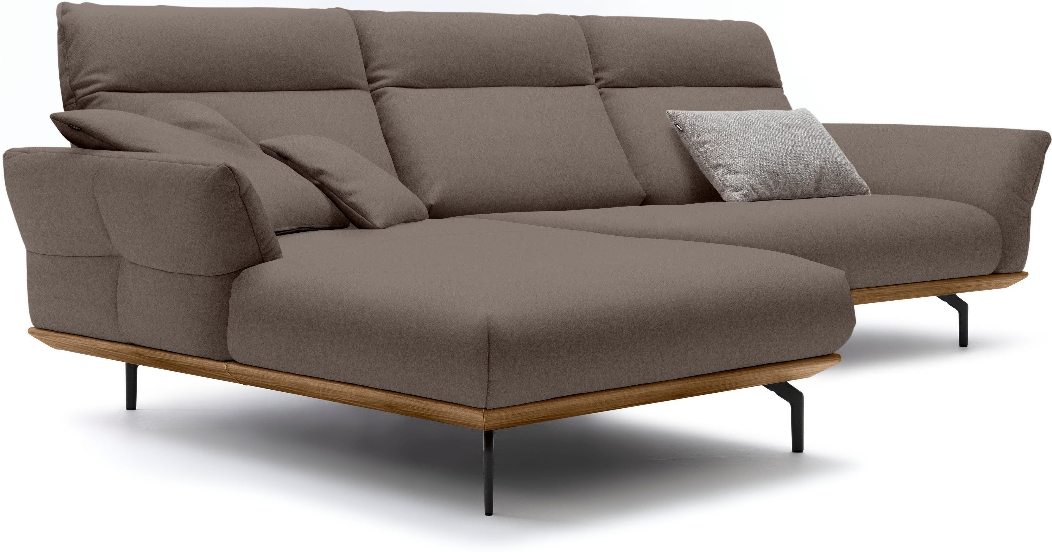 hülsta sofa Ecksofa hs.460, Sockel in cm 318 in Nussbaum, Umbragrau, Breite Winkelfüße
