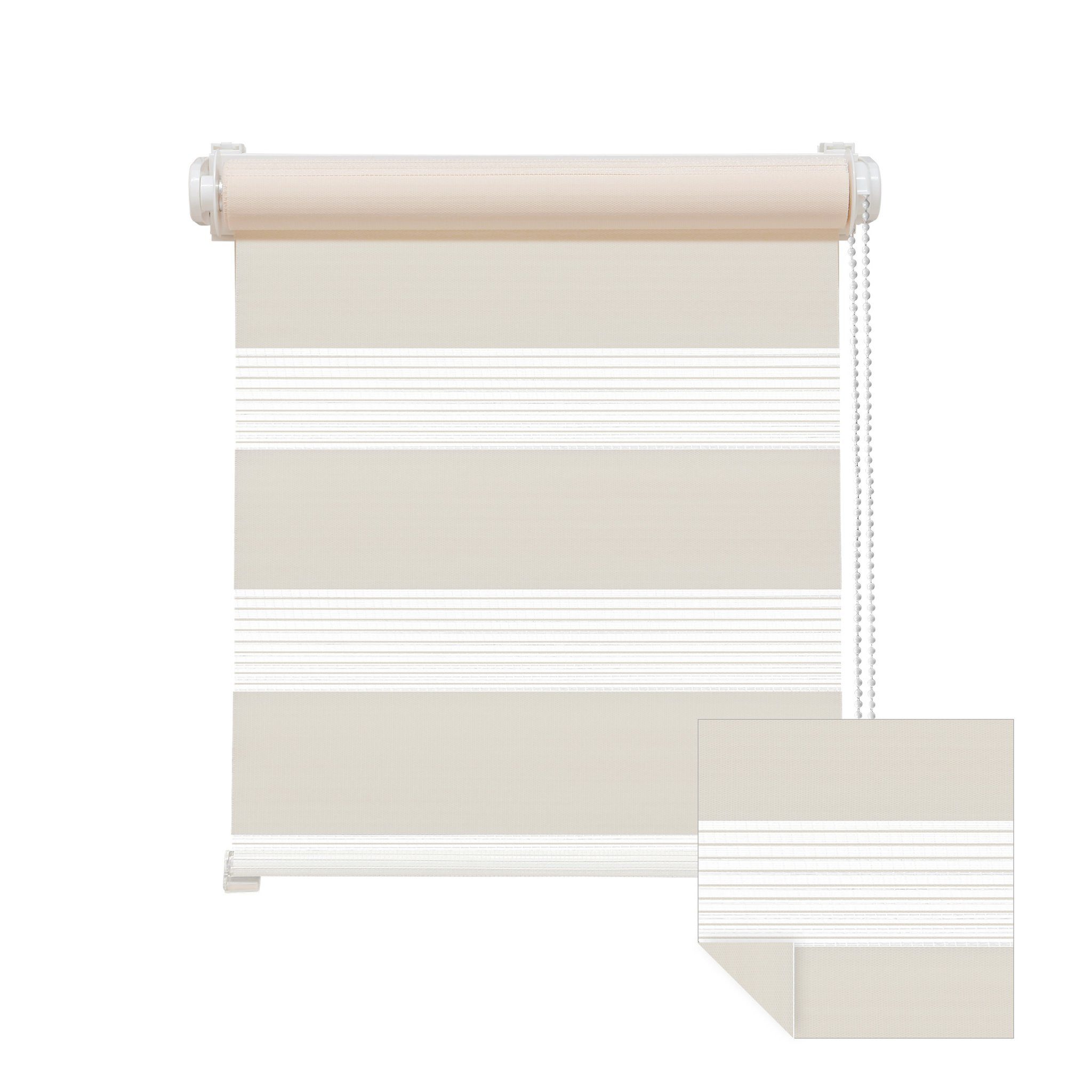 Doppelrollo Zevra Doppelrollo / Duo Rollo, 35 x 160 cm, creme, Victoria M., halbtransparent, ohne Bohren, freihängend, verschraubt, Feuchtraumgeeignet, Sichtschutz oder Durchsicht