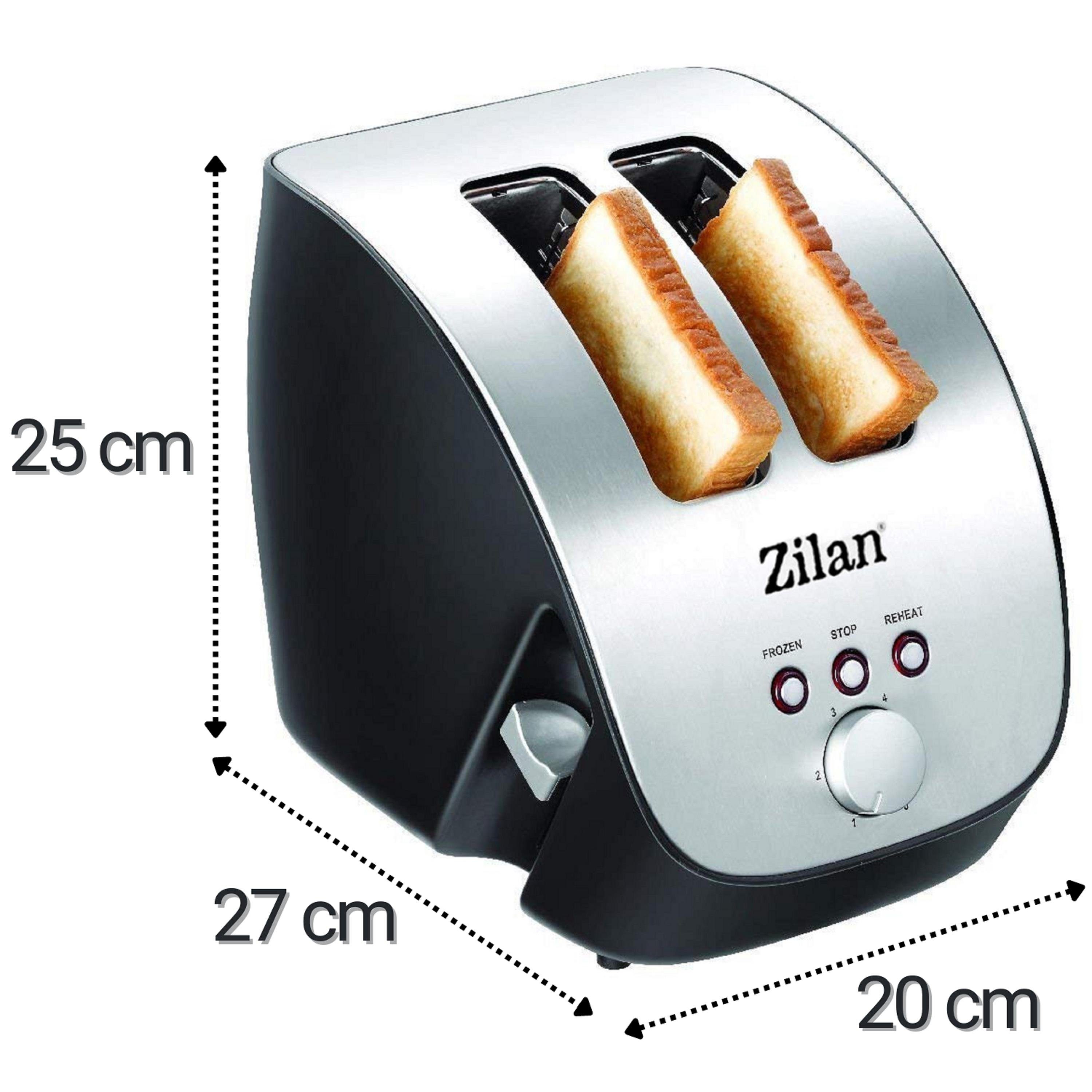 Zilan Toaster für Gehäuse 1000 Edelstahl 2 W, große 2 Scheiben, ZLN-2690, Schlitze