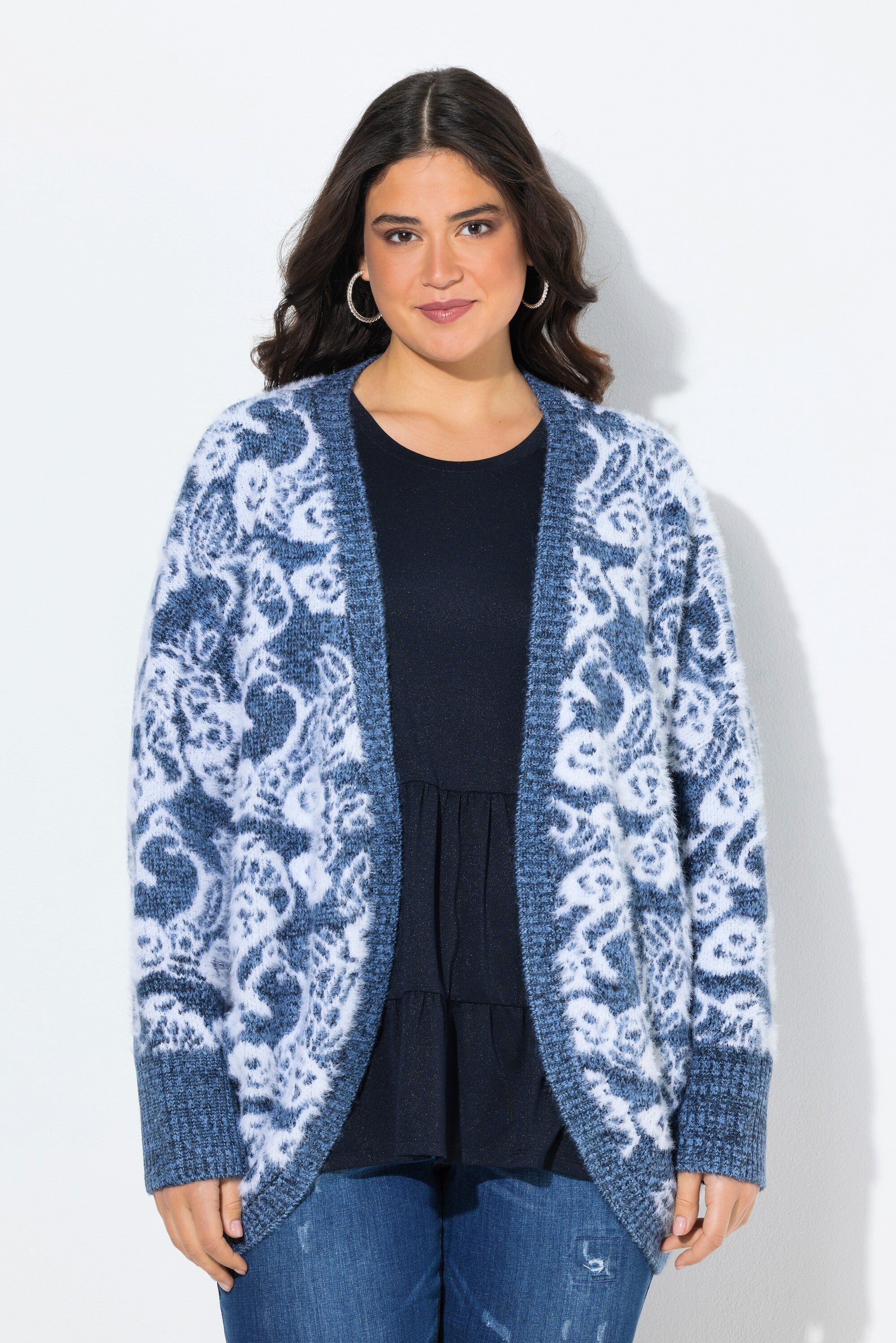 Ulla Popken Strickjacke Strickjacke Eggshape ohne Verschluss günstig online kaufen