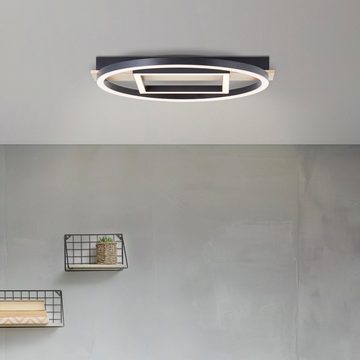 my home LED Deckenleuchte Lysann Deckenlampe, LED fest integriert, Warmweiß, 39 x 37 cm, 24 W, 2500 lm, 3000 K, Holz/Metall, braun/schwarz