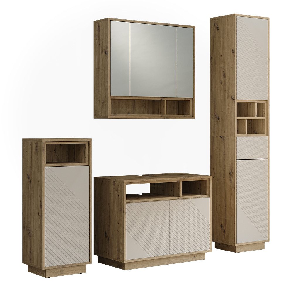 Vicco Badmöbel-Set Beatrice, Cashmere/Artisan-Eiche, 4-er Set, (4-St., 4er Set)