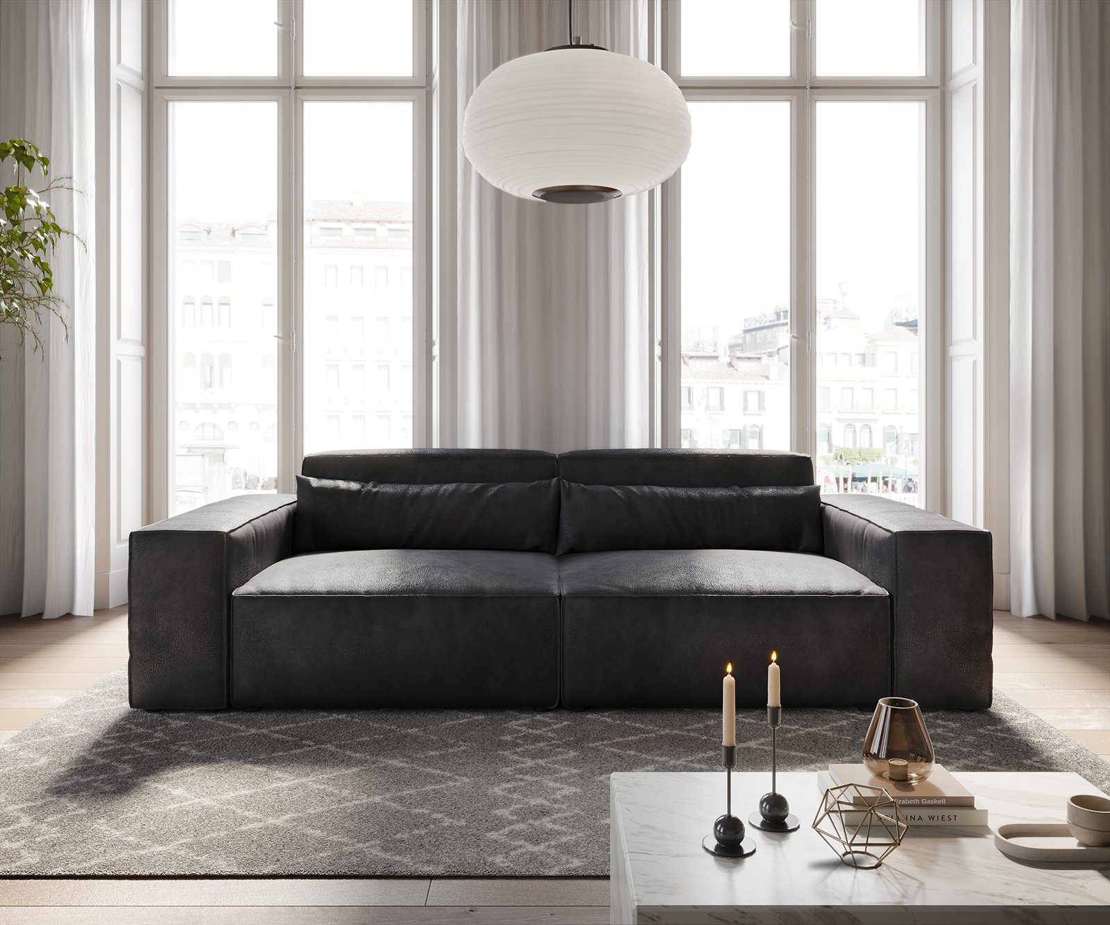 DELIFE Big-Sofa Sirpio, Lederimitat Vintage Anthrazit günstig online kaufen