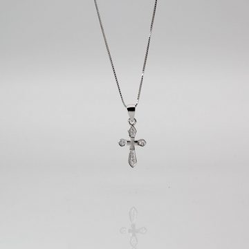 ELLAWIL Silberkette Kreuzkette Kette mit Kreuz Anhänger Damen Zirkonia Halskette (Kettenlänge 45 cm, Sterling Silber 925), inklusive Geschenkschachtel