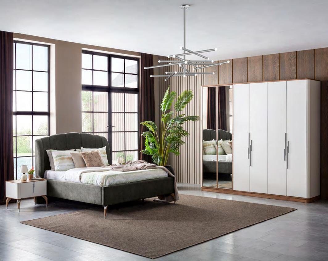 Made Design Europe Luxus Bettrahmen Bett Bett (Bett), Doppelbetten Grau In Modern JVmoebel Bettgestell