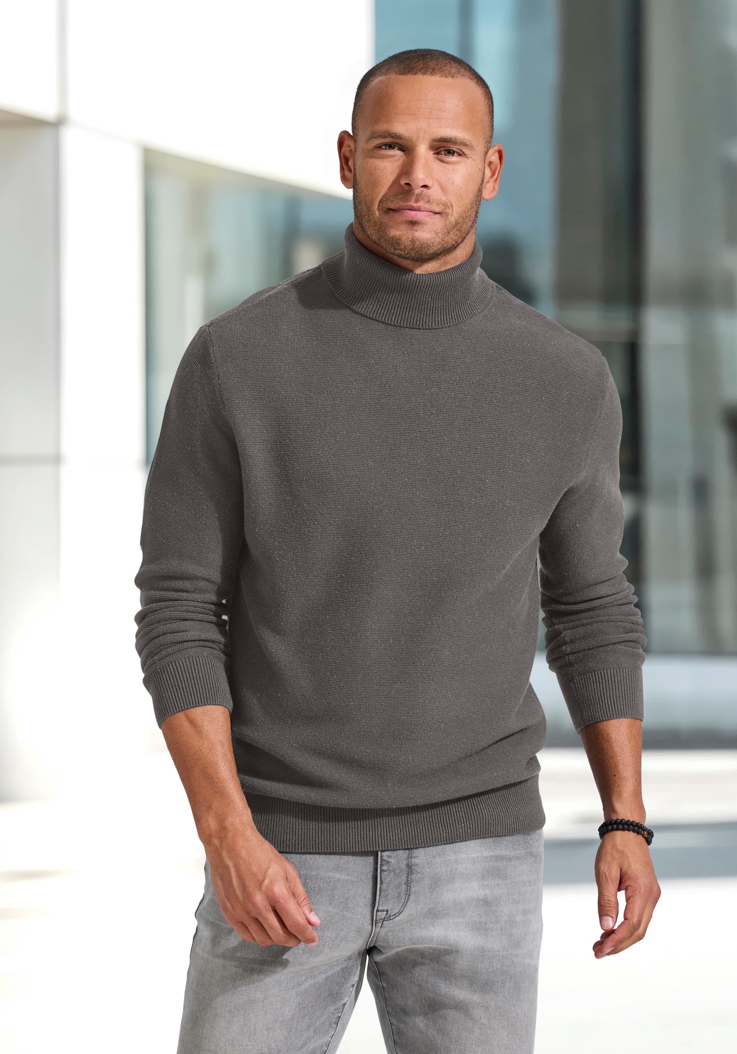 H.I.S Rollkragenpullover Strickpullover in modischer Struktur