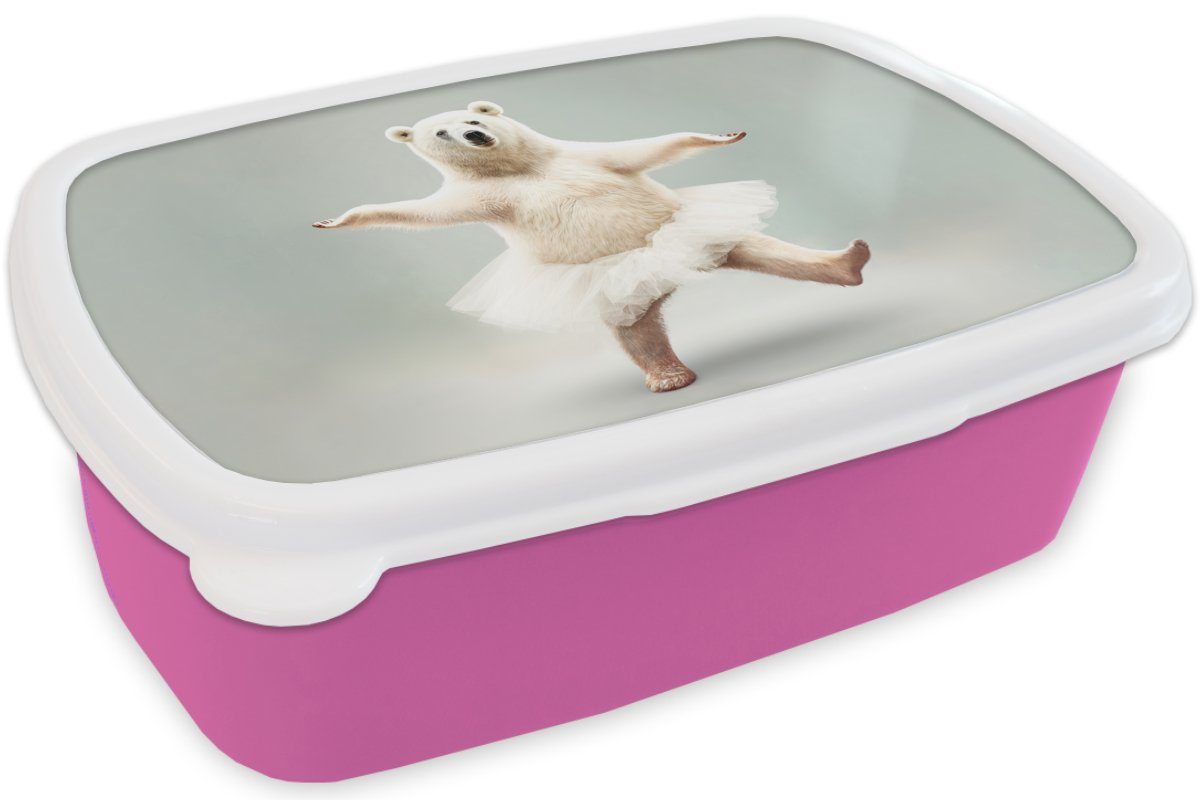 - rosa - Brotbox Kunststoff Lunchbox Tiere Brotdose Snackbox, (2-tlg), Mädchen, Porträt Kunststoff, MuchoWow Kinder, - Eisbär - - Kinder, Weiß Tutu für Erwachsene,
