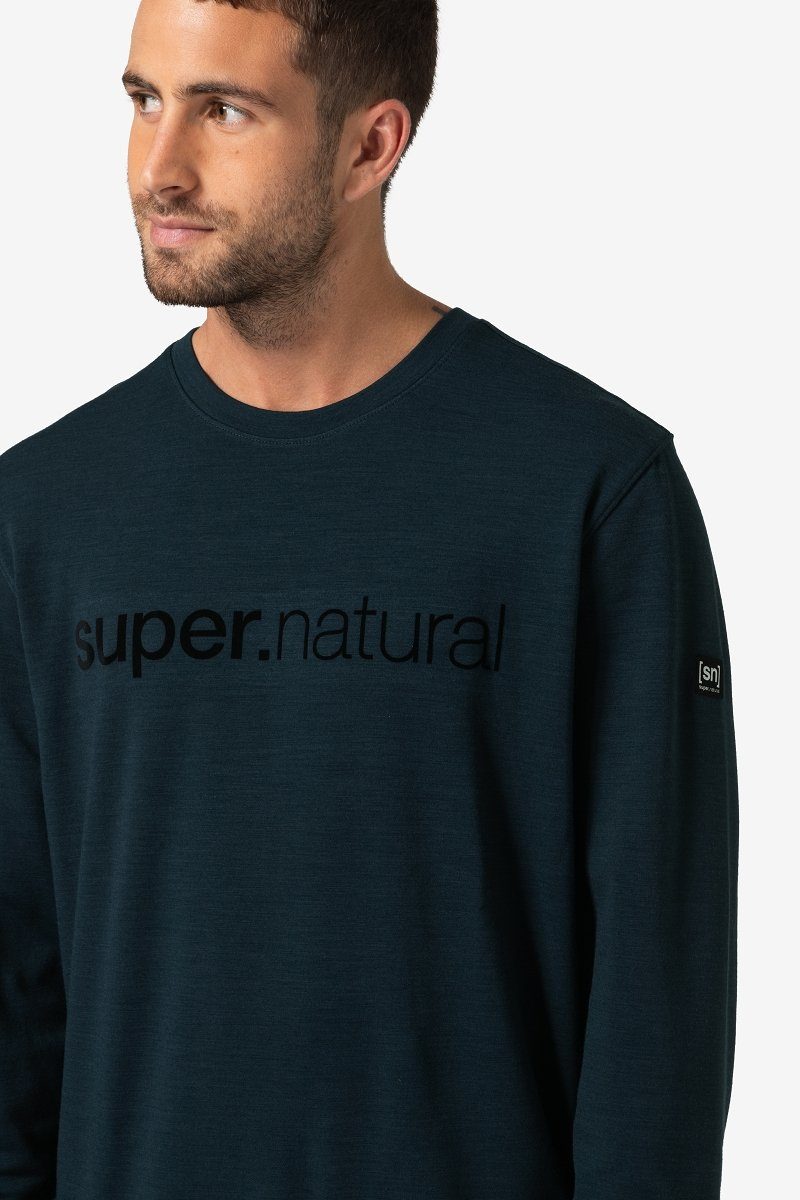 SUPER.NATURAL Sweatshirt Merino Pullover M SOLUTION CREW funktioneller Merino-Materialmix