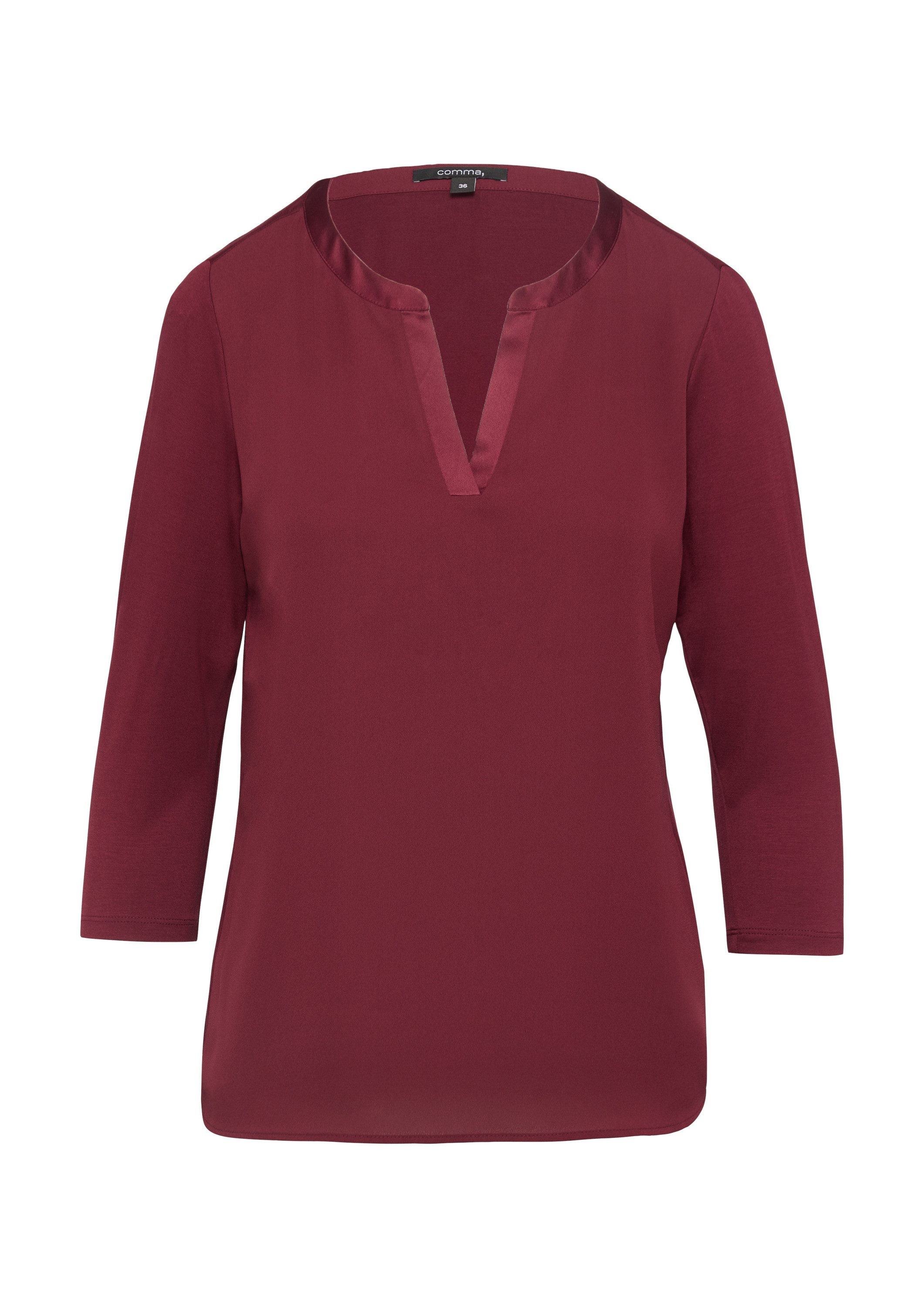 comma 3/4-Arm-Shirt T-Shirt Shirt mit Satinblende günstig online kaufen