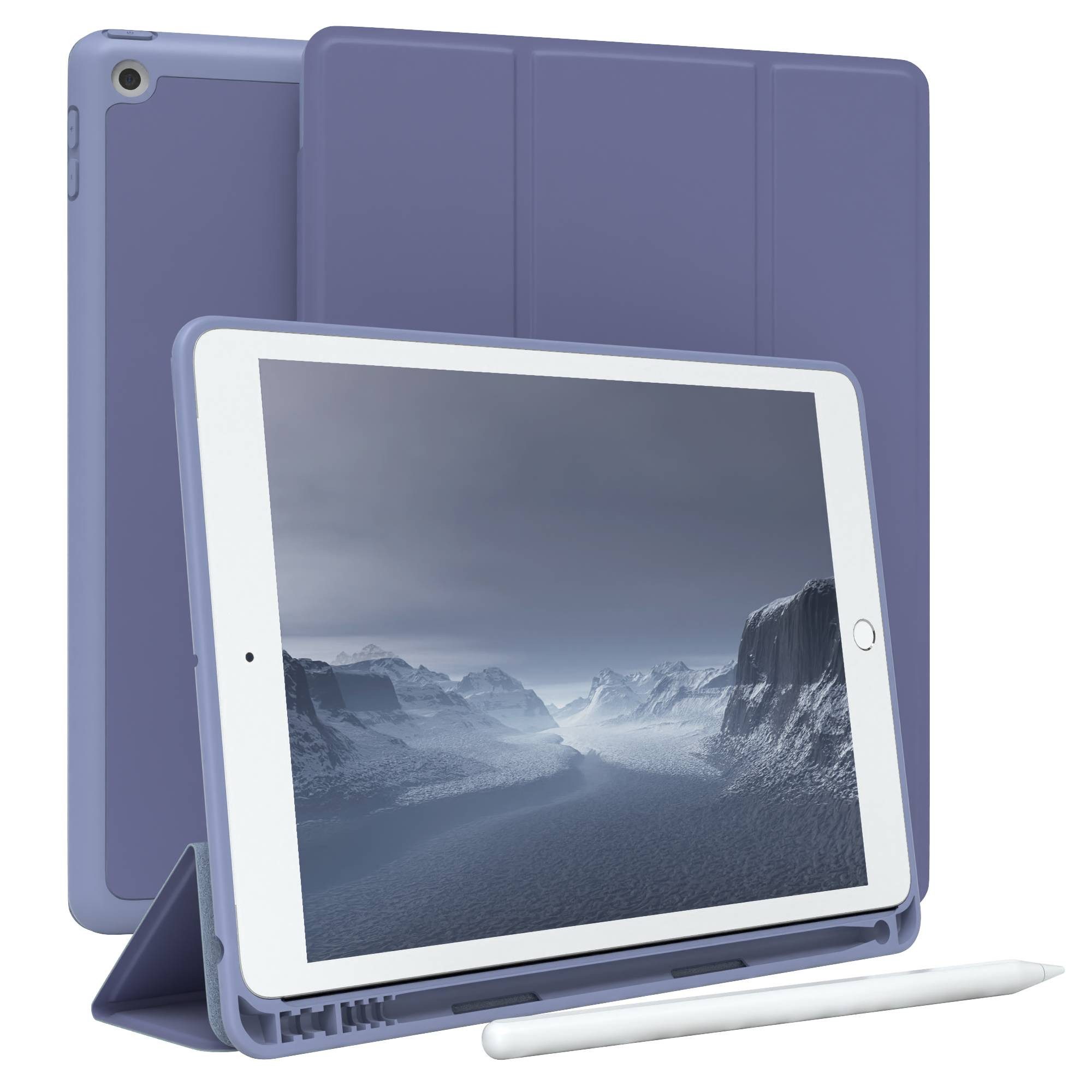 EAZY CASE Tablet-Hülle Penholder Smartcase für iPad 7. / 8. / 9. Gen. 10,2 Zoll, Tablettasche klappbares Etui mit Penholder Stifthalterung Eis Blau