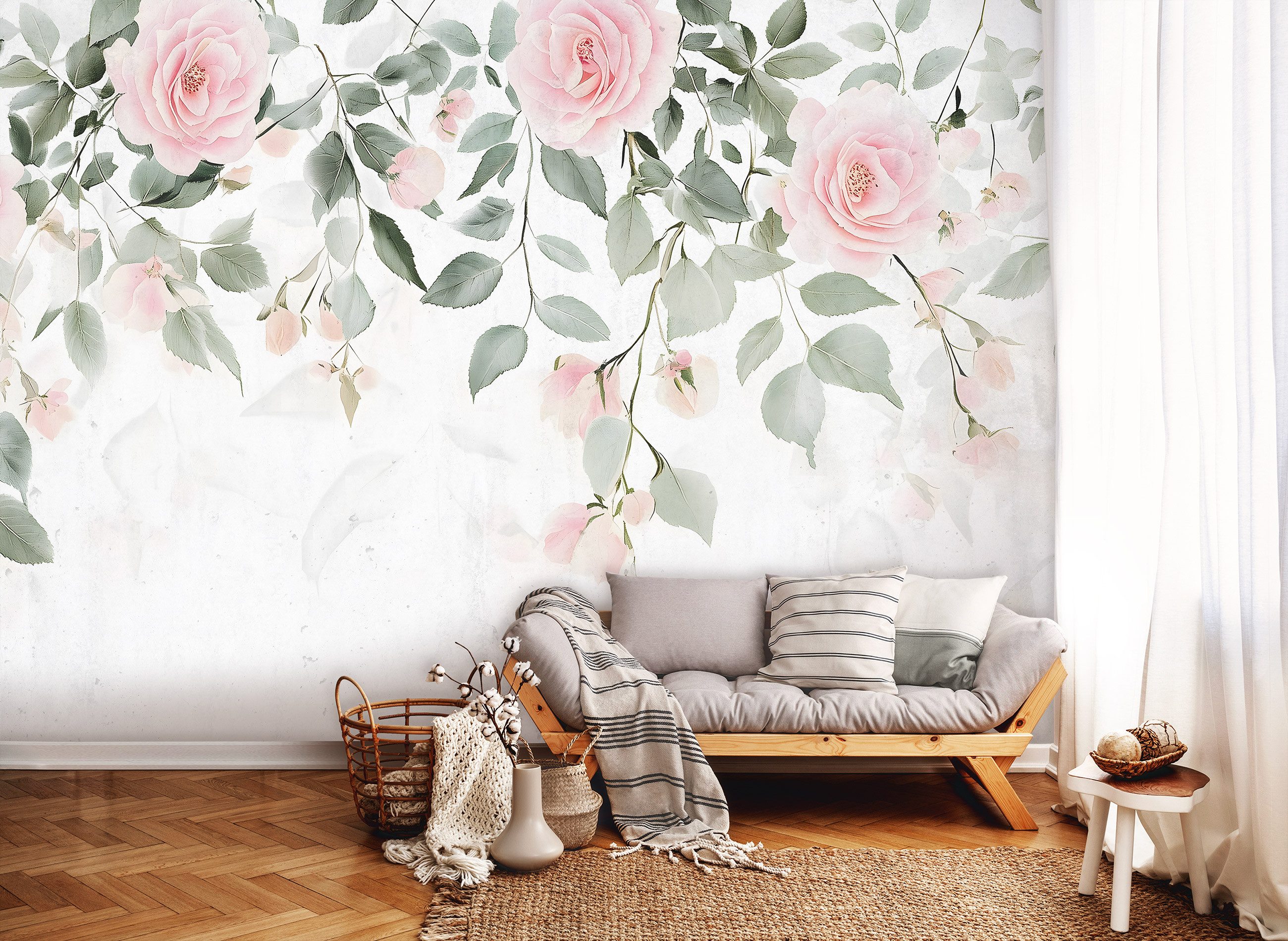 Wallarena Fototapete Blätter Blumen Rosa Vlies günstig online kaufen