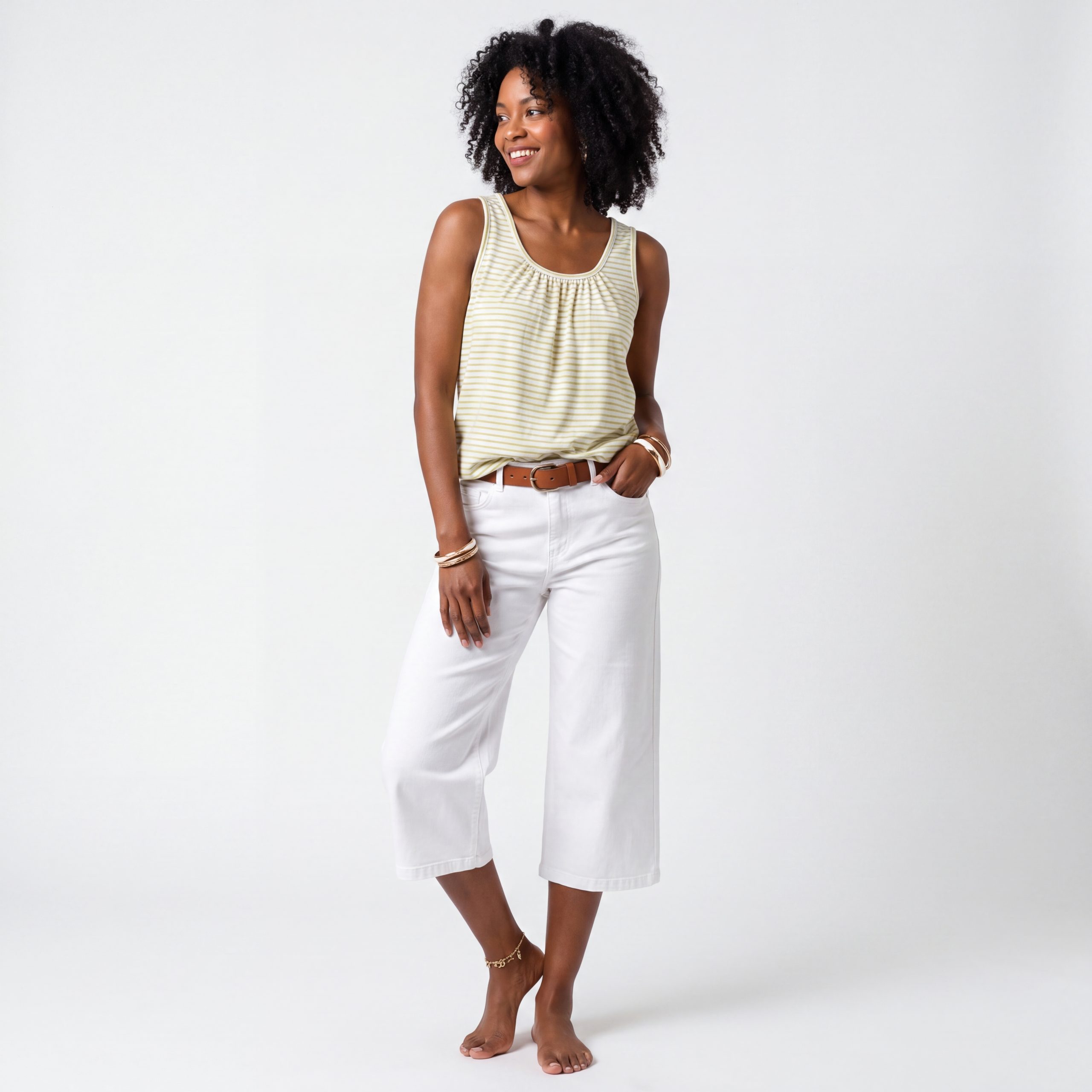 OriginalYou Trägertop Sommertop Querstreifen Freizeitshirt Rundhals Baumwolltop One Size 38/42 (38-40 oversize, 40-42 regular) – Bild 3 von 3