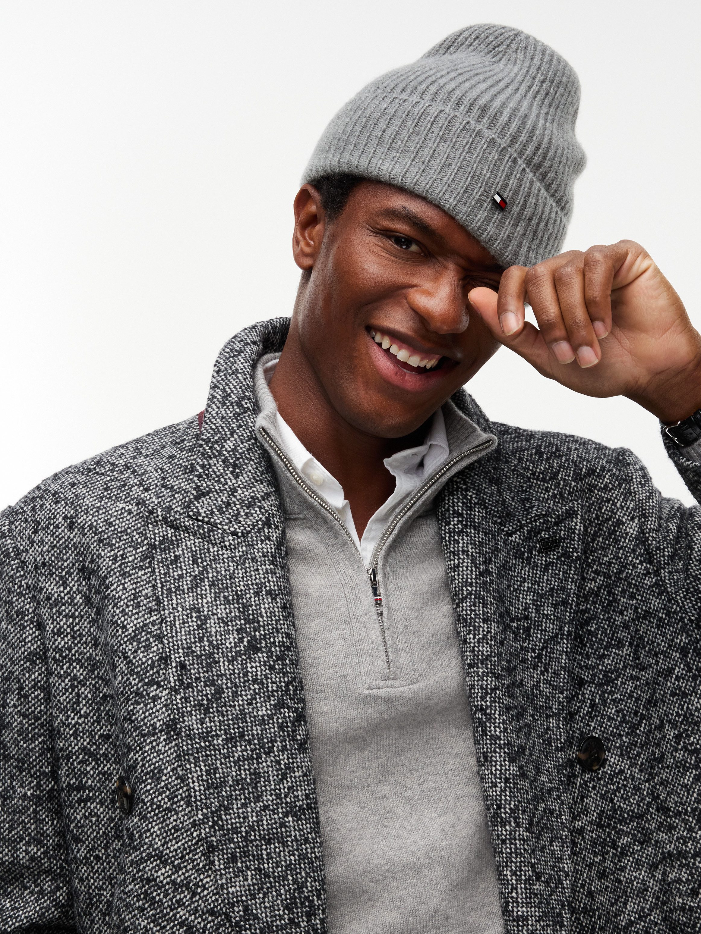 Tommy Hilfiger Strickmütze FLAG CASHMERE BEANIE One size mit Markenlogo