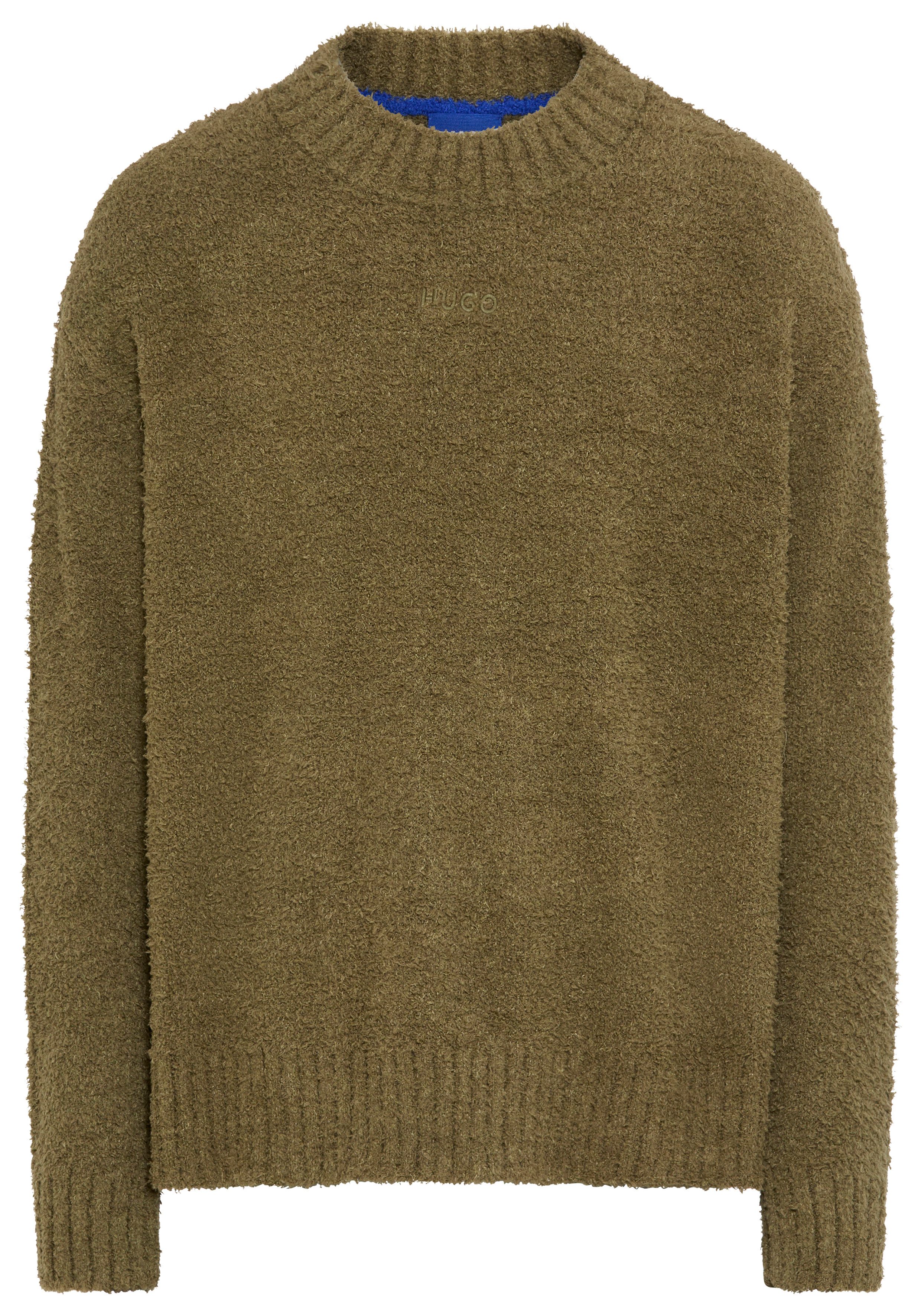 HUGO Blue Strickpullover Sanou Rundhalsausschnitt, relaxed fit, Bouclé-Stri günstig online kaufen