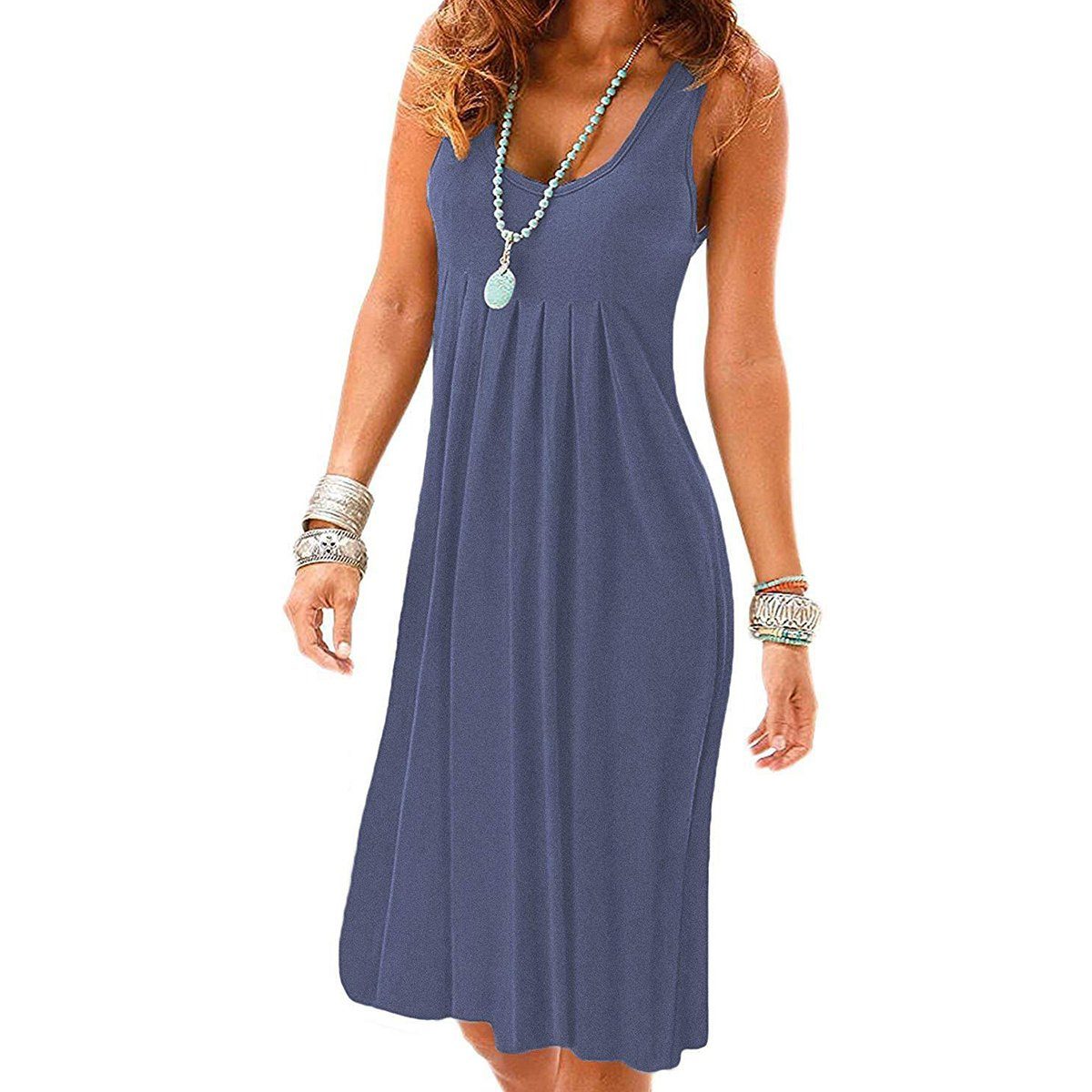 DEBAIJIA Maxirock DEBIAJIA Damen Tank Kleid Sommer Ärmellos Gerippt Lässiges Minikleider