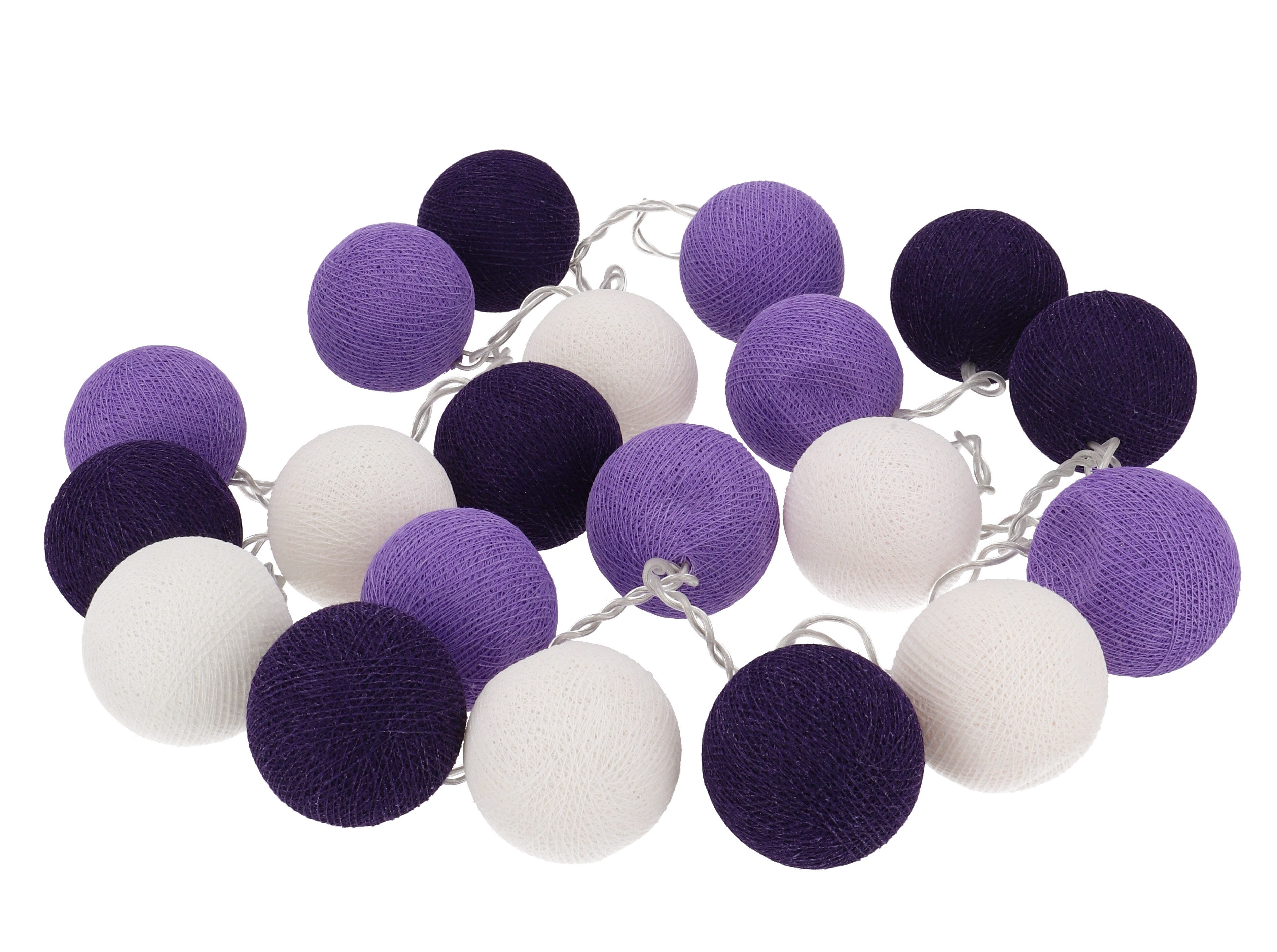 Guru-Shop LED-Lichterkette Stoff Ball Lichterkette, 20`er LED Kugel..