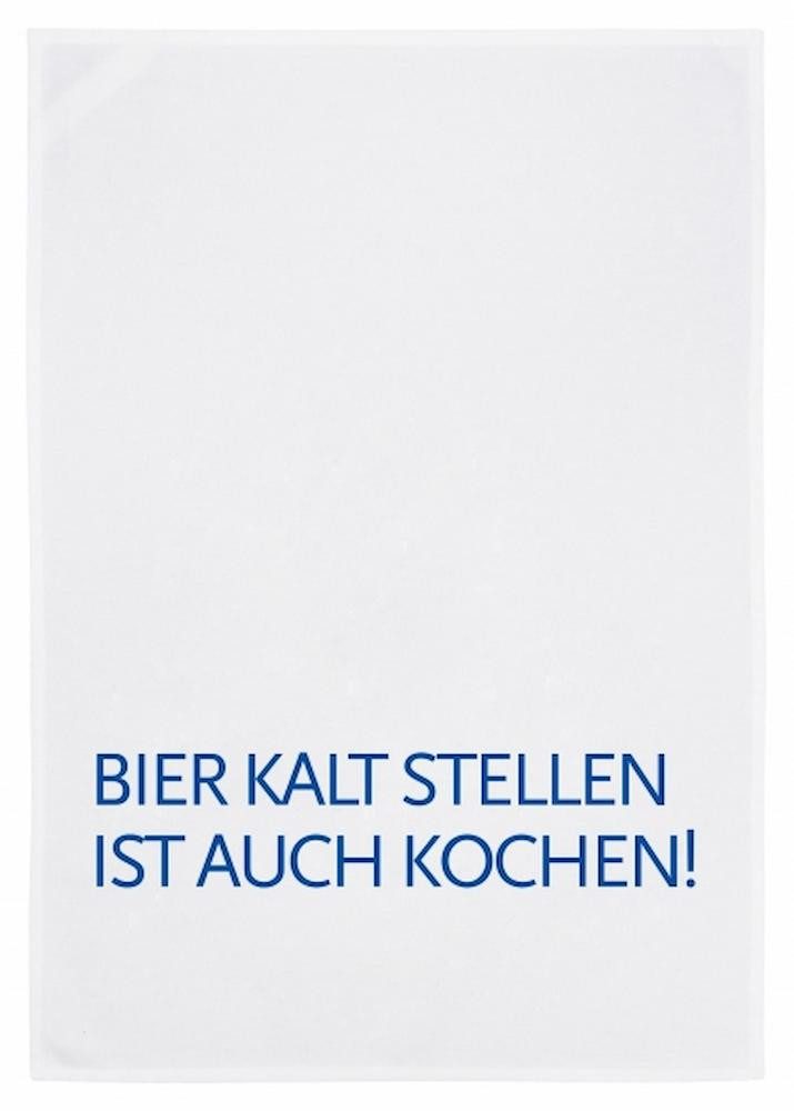 17;30 Hamburg Geschirrtuch BIER KALT STELLEN IST AUCH KOCHEN, Blau, (1-tlg), 50x70cm, Siebdruck