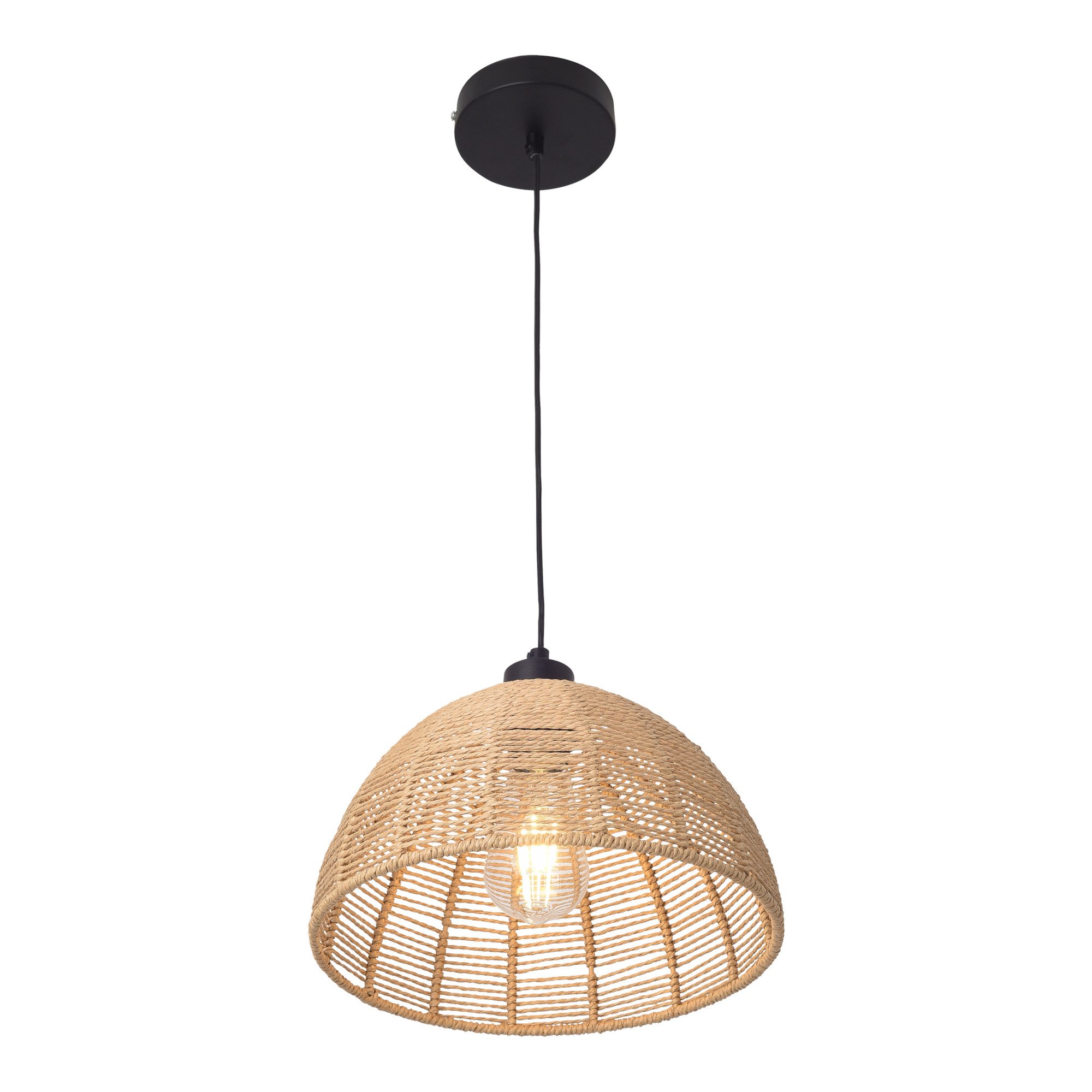 lux.pro Hängeleuchte, ohne Leuchtmittel, »Romsey« 1 x E27 Metall und Rattan 158cm
