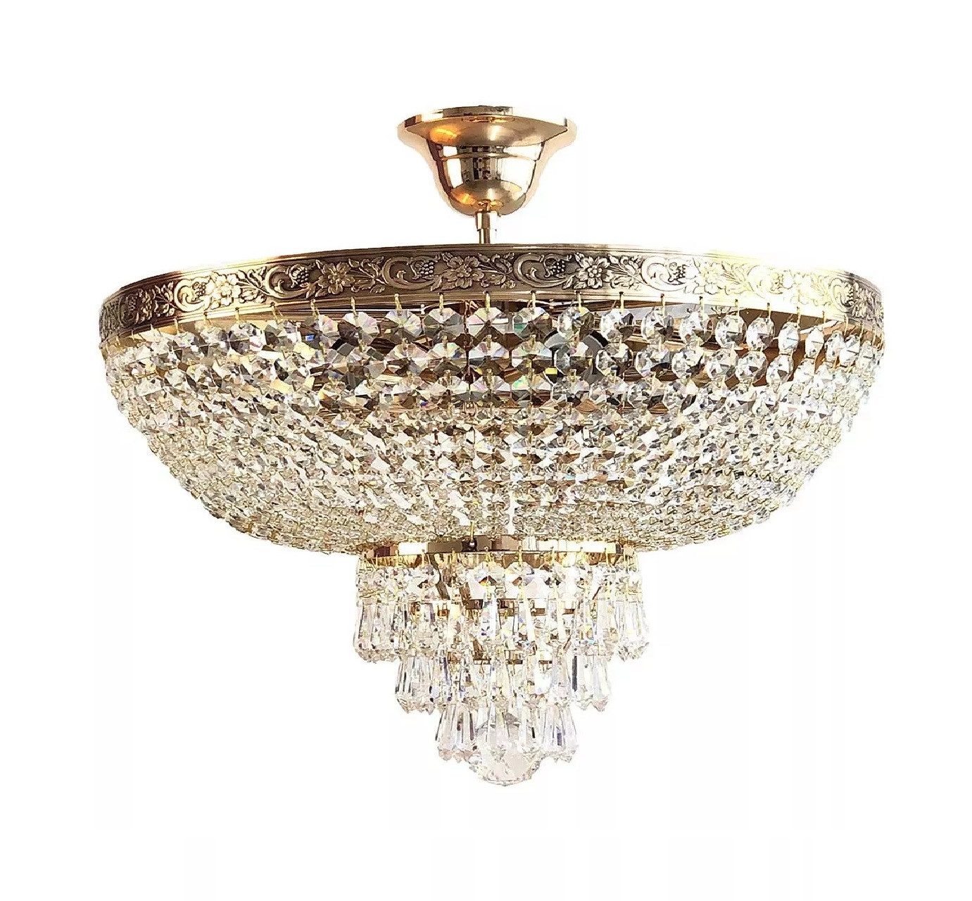 PGA-Lights Deckenleuchte Kristall Deckenleuchte PLAZA Ø50cm Gold gefertigt aus Kristallen