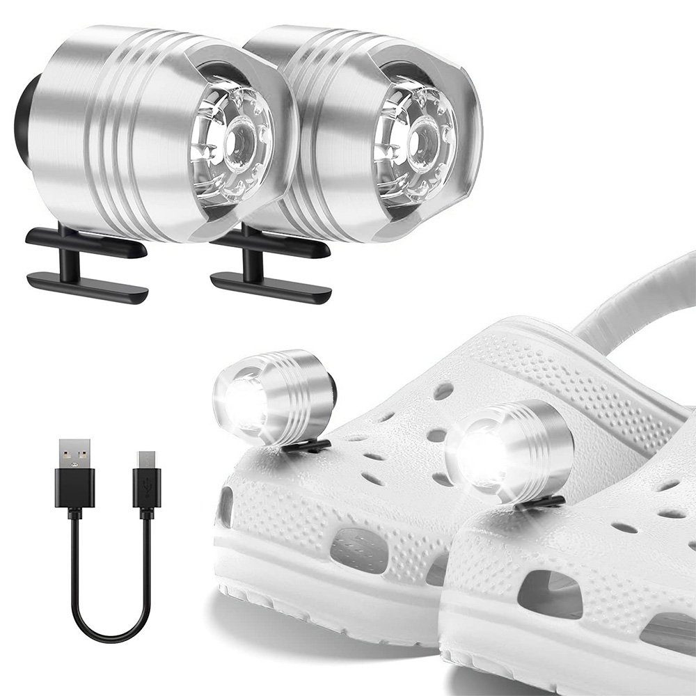 zggzerg LED Scheinwerfer 2 Stück Scheinwerfer Kompatibel für Croc,Headlights for Clogs Silber