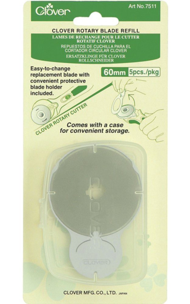 Clover Cuttermesser Ersatzklingen für Rollschneider 60mm, Inhalt 5 Stück