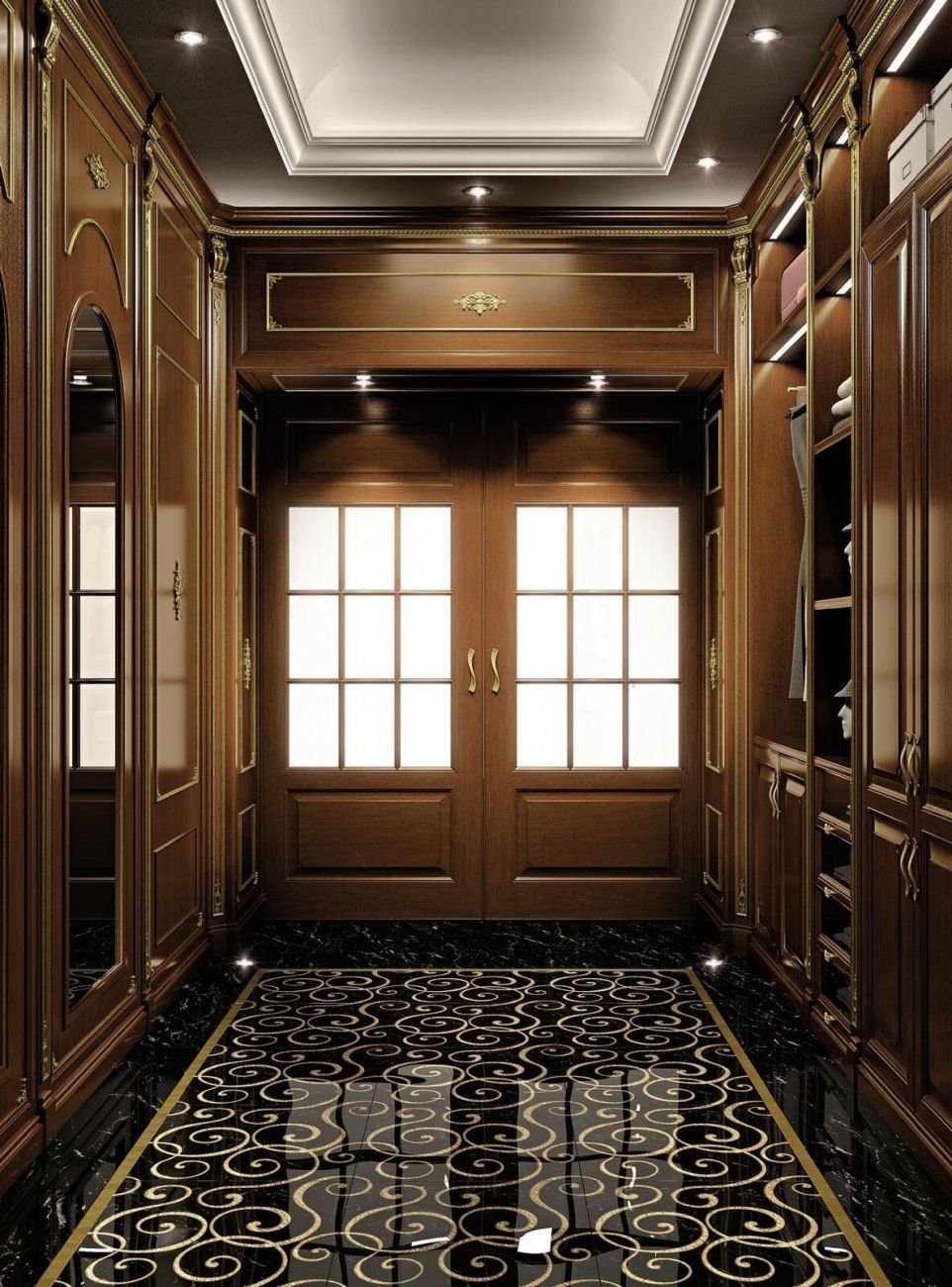 JVmoebel Schranksystem Begehbarer Kleiderschrank aus Holz mit klassischem Design Made in Europa
