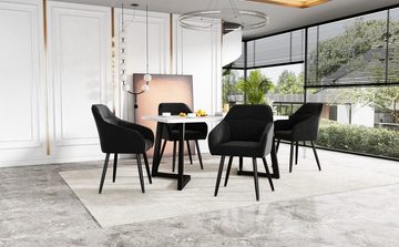 REDOM Essgruppe Moderner Küchentisch Set, (5-tlg., Esstisch mit 4 Stühlen), mit Schwarz Tischbeine