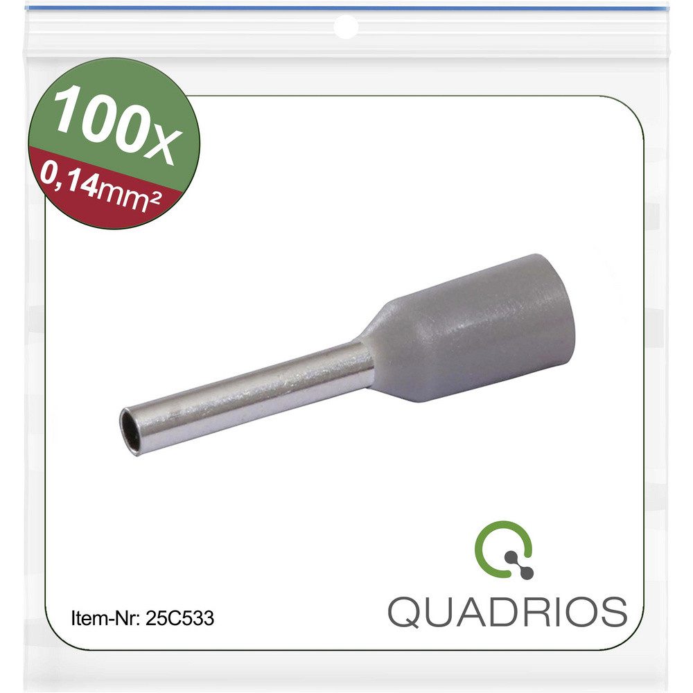 Quadrios Aderendhülsen Quadrios 25C533 Aderendhülse 0.14 mm² Teilisoliert Grau 100 St., 25C533