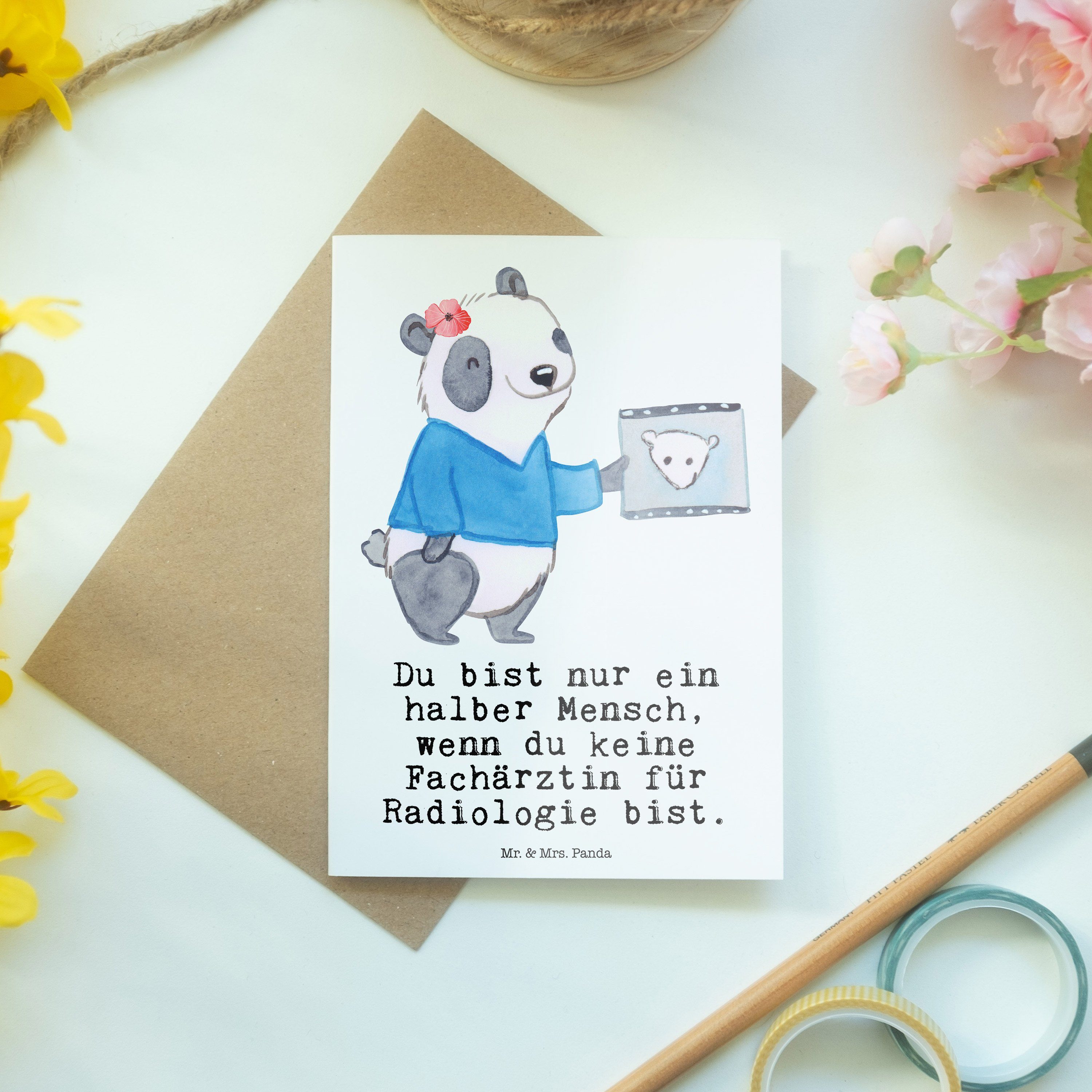 Radiologie Herz Weiß Panda Glückwunschkart Geschenk, mit Fachärztin - & - Grußkarte Mrs. Mr. für