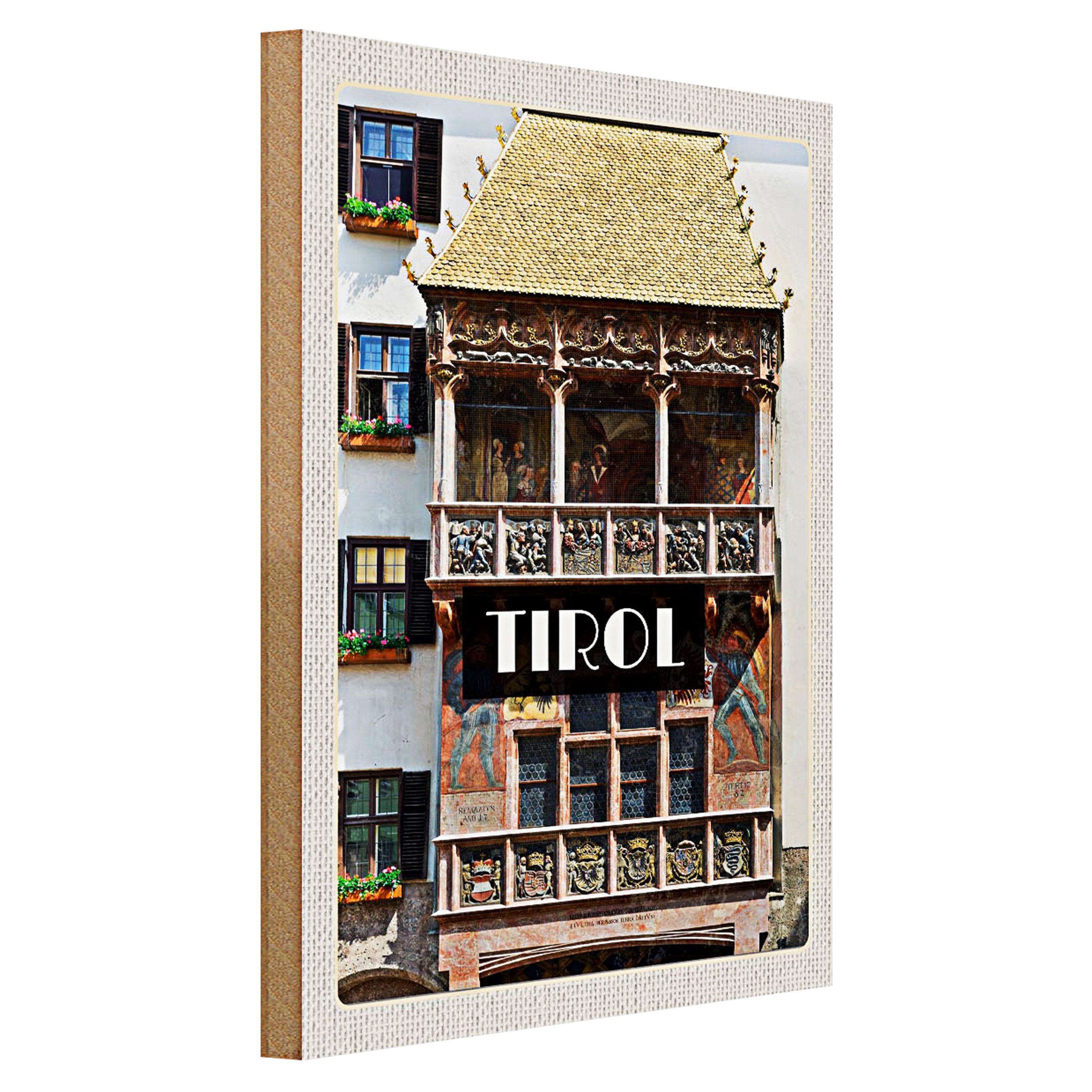 Roomando Holzbild Reise 30x40cm Tirol Gebäude Kunst Mittelalter