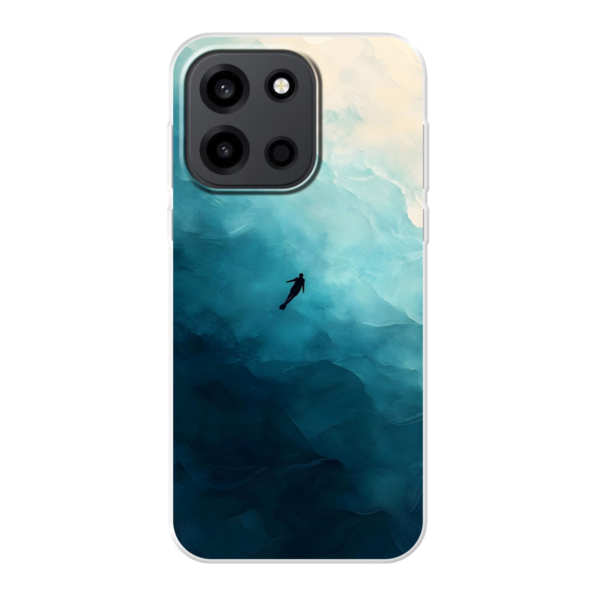 MuchoWow Handyhülle für OnePlus Turbo 6 5G Meer - Silhouette - Abstrakt - Blau, Handy Case, Silikon, Bumper Case Dünn
