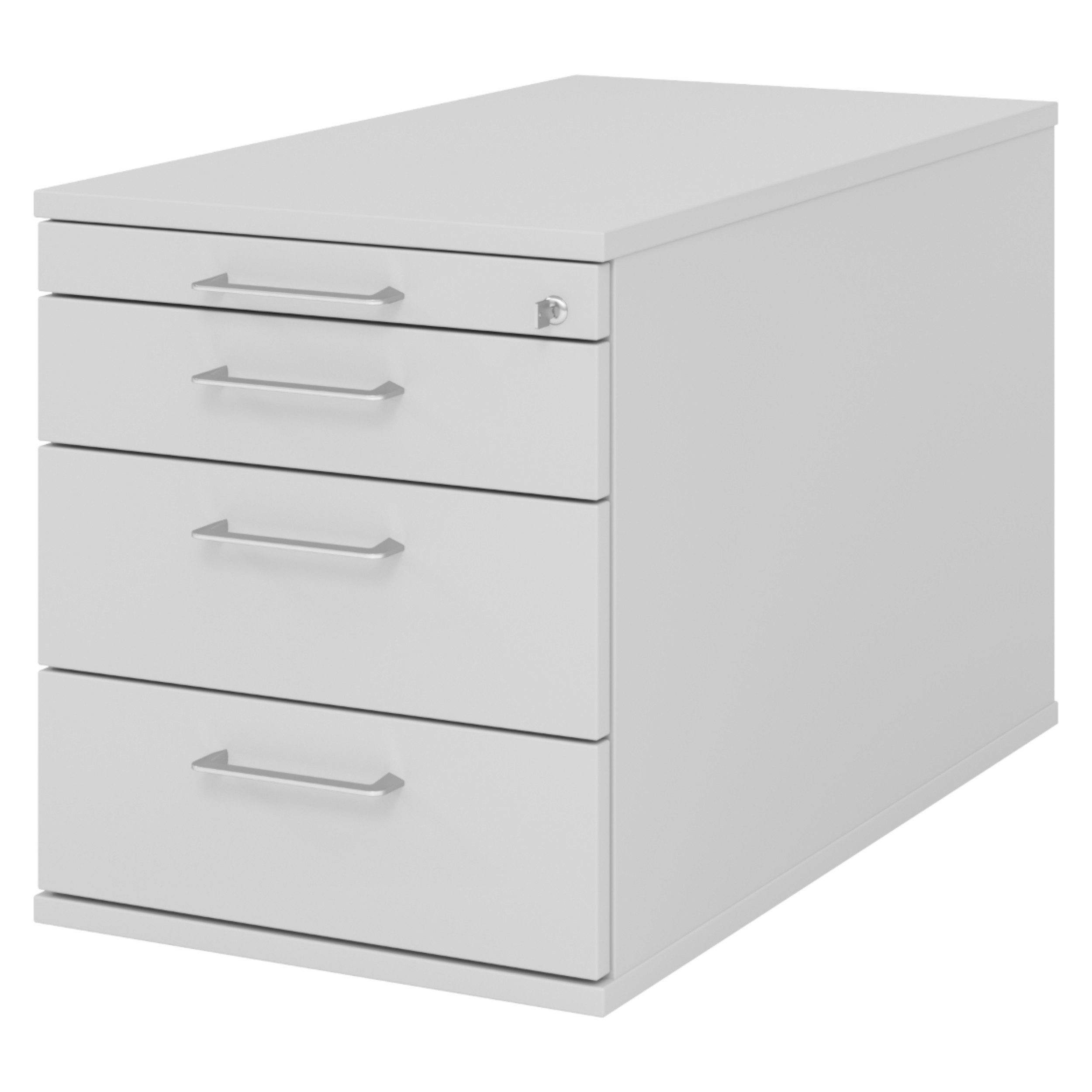 bümö Rollcontainer office Bürocontainer - mit 3 Schubladen, Dekor: Grau mit Bügelgriff (Metall)