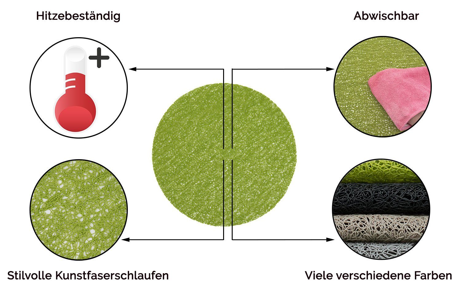 Kunststoff, 100% (4-St), Platzset, ZOLLNER, x 30 45 vom cm, Hotelwäschespezialisten schmutzabweisend, grün