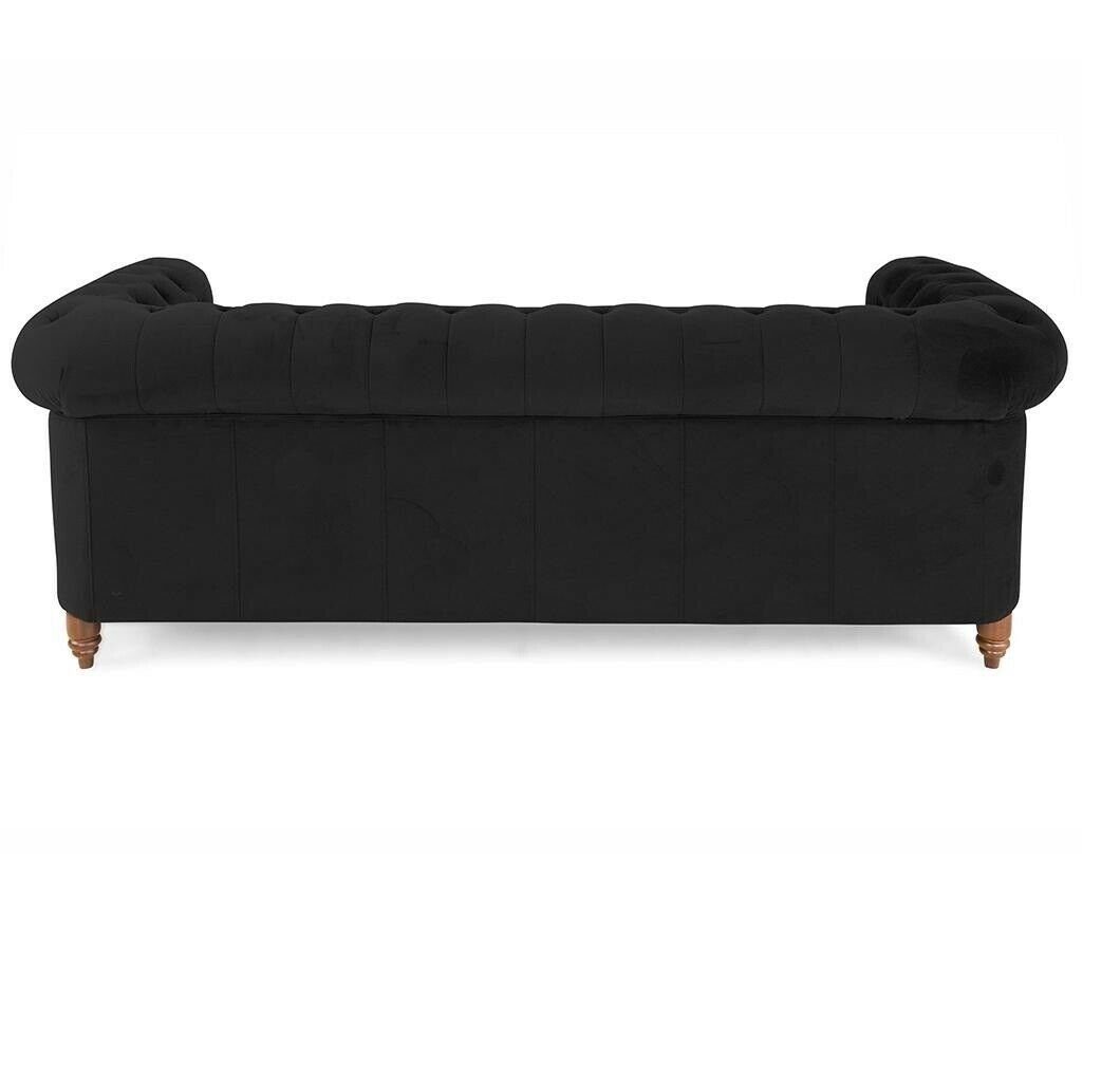 Sofa Schwarzer Couch 3-Sitzer Chesterfield in Brandneu, Sofa Made Europe Dreisitzer JVmoebel
