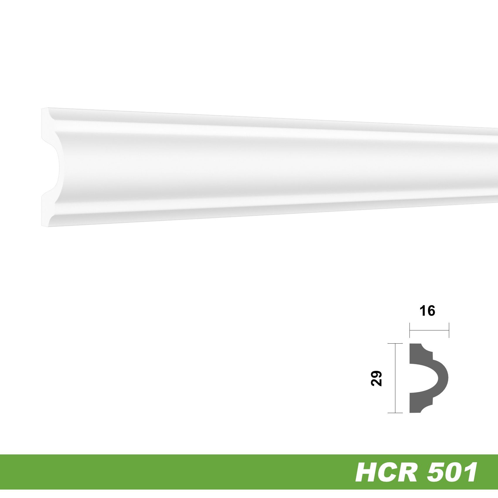 Hexim Zierleiste HCR501, Styropor - 29 extrem / 16 HCR501) HCR501 Stuckleisten mm Zierprofil HEXIM Meter HDPS schneeweiß 10 - & (20 Leisten, aus widerstandsfähig, Wandleiste Wandverkleidung Meter Flachleisten x 20 modern