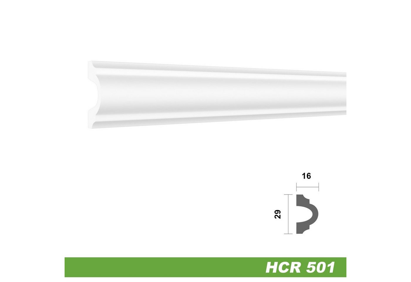 Thumbnail - Hexim Zierleiste HCR501, 20 Meter / 10 Leisten, HEXIM Stuckleisten aus HDPS Styropor - extrem widerstandsfähig, schneewe...