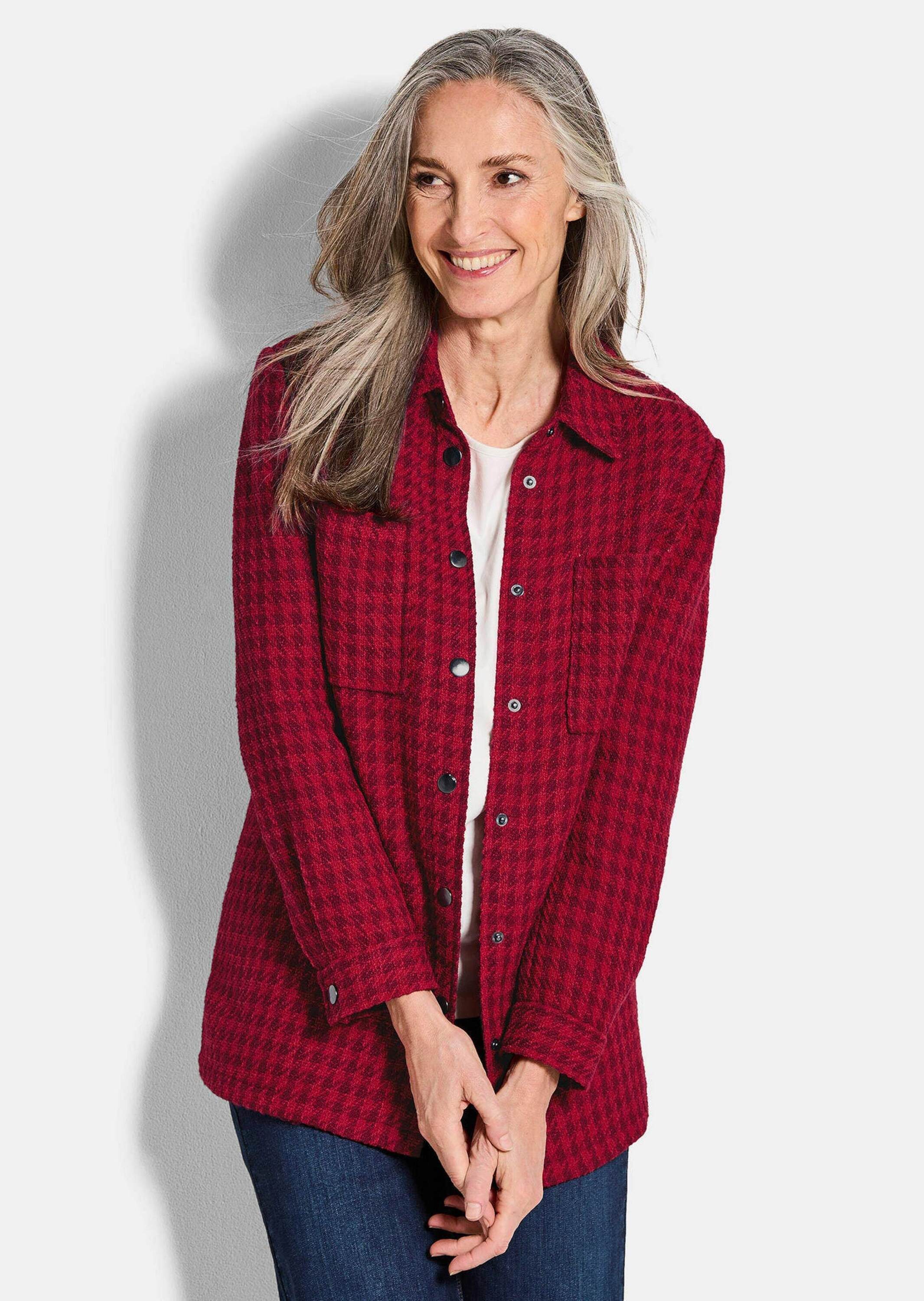 Outdoorjacke Lässige Longjacke mit Pepitamuster