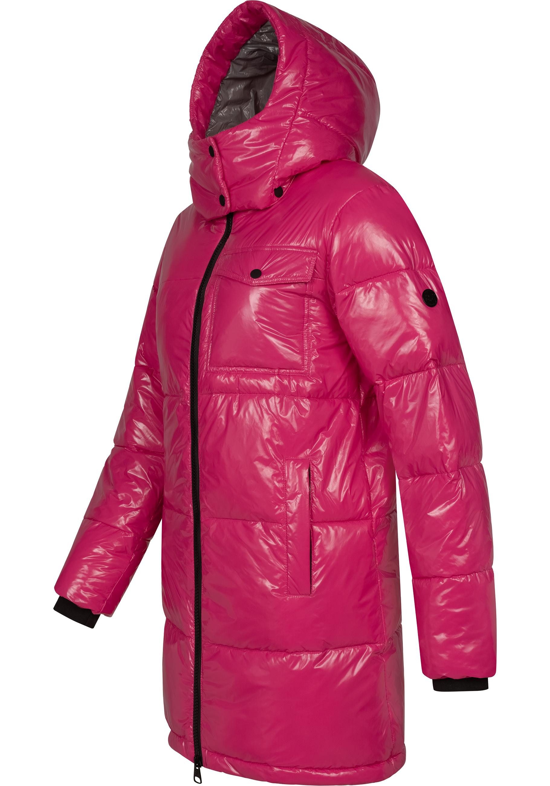 Ragwear Wintermantel Roobie Long super stylischer, gänzender Damen Steppmantel