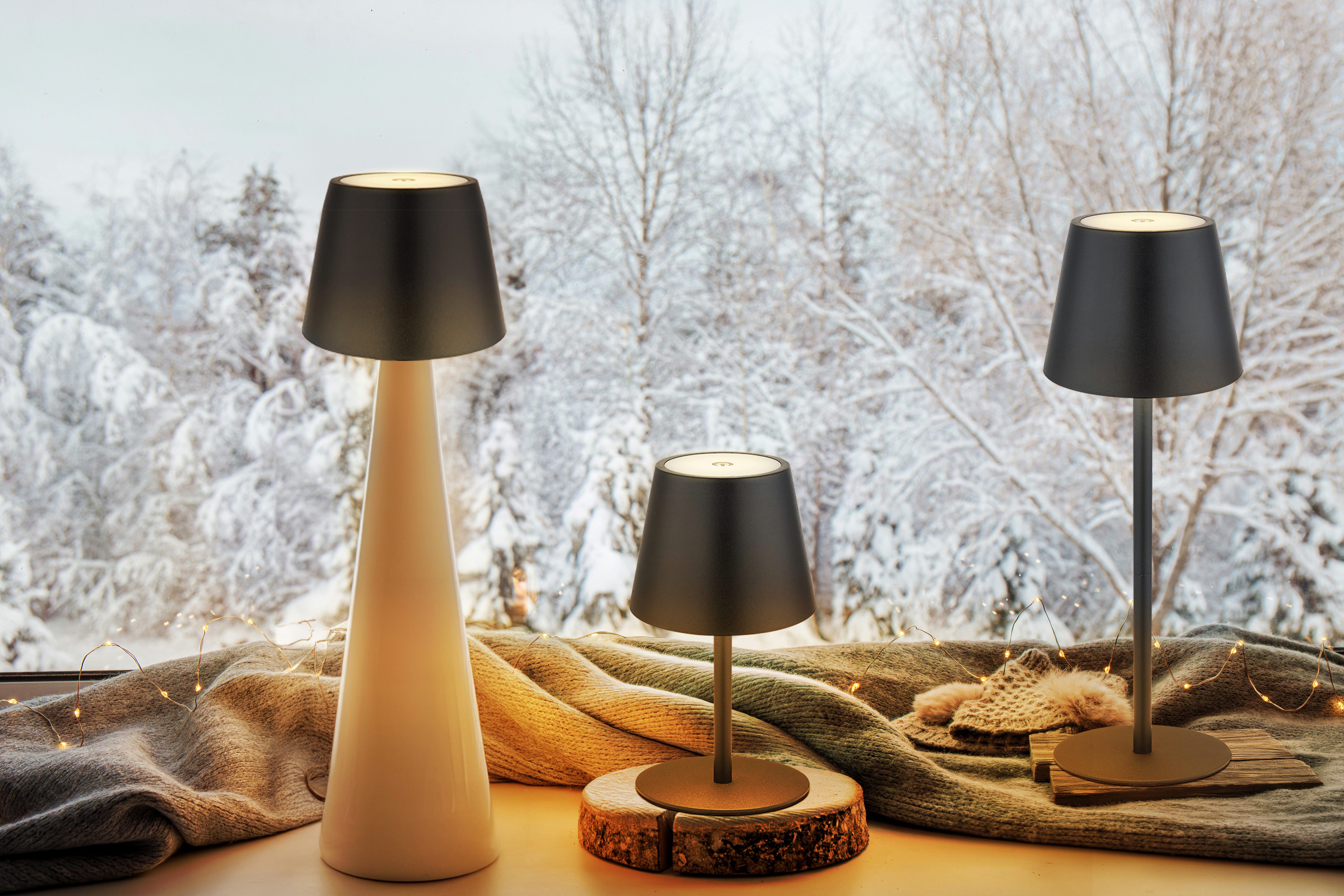 OTTO home LED Tischleuchte Alennia Akkuleuchte inkl. Flaschenaufsatz, Memoryfunktion, LED fest integriert, warmweiß - kaltweiß, stufenloser Touchdimmer, Farben fixierbar, USB-C, Akkulampe, CCT