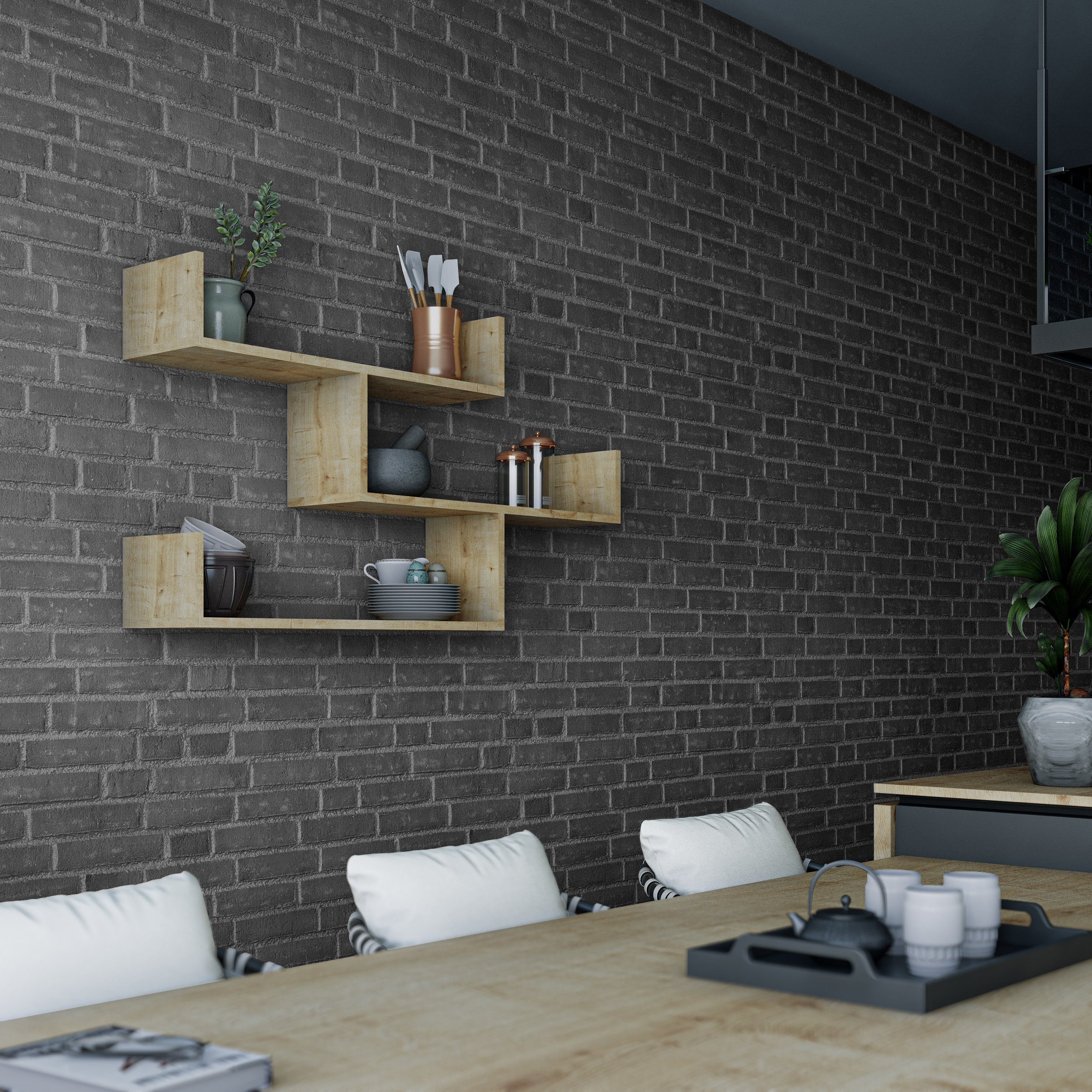 Decortie Bücherregal Tibet, Wandregal Modernes Bücherregal, 119 x 22 x 66,5 günstig online kaufen