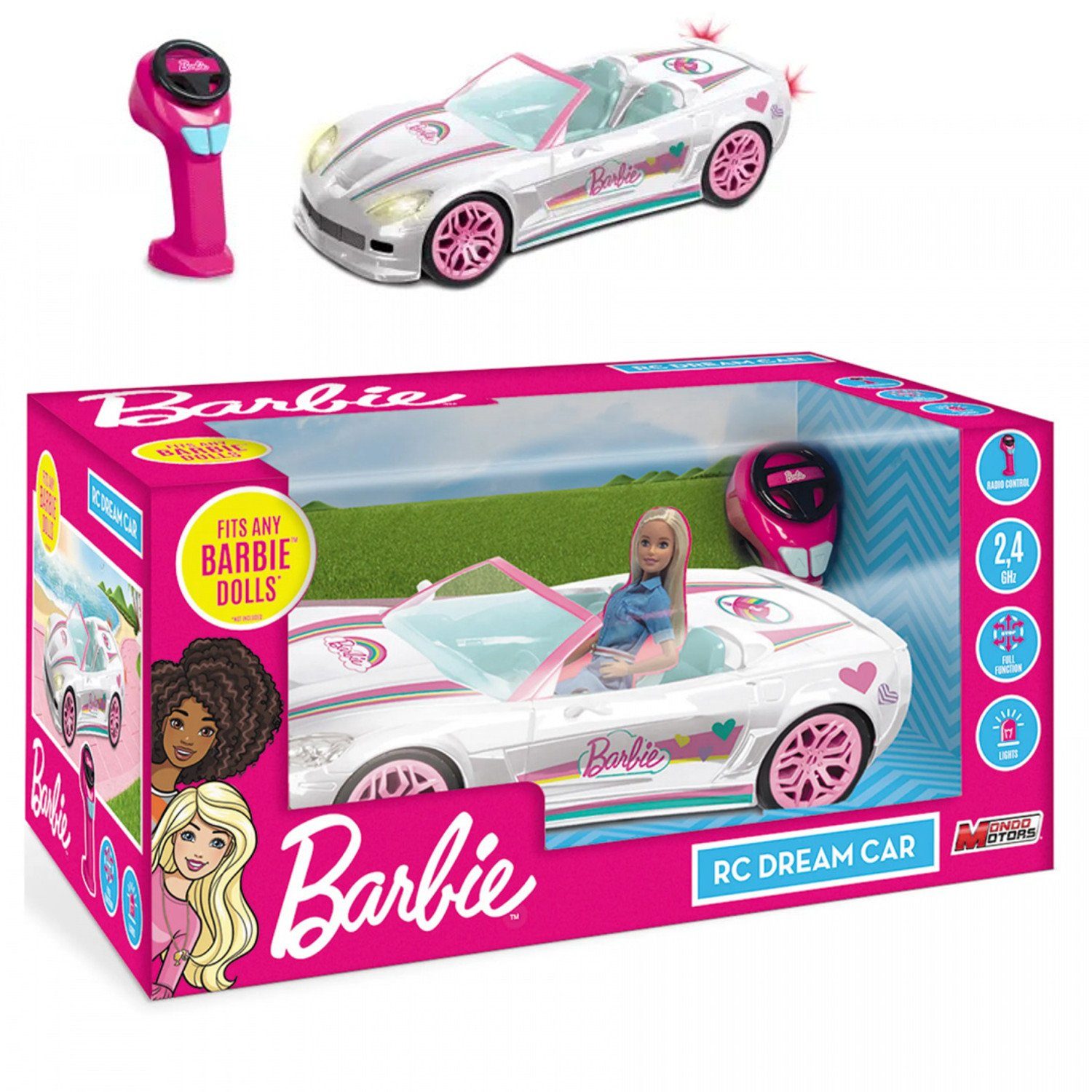 Mondo 63674, Weiß mit Barbie Cabrio-Set Fernbedienung Spielzeug-Auto