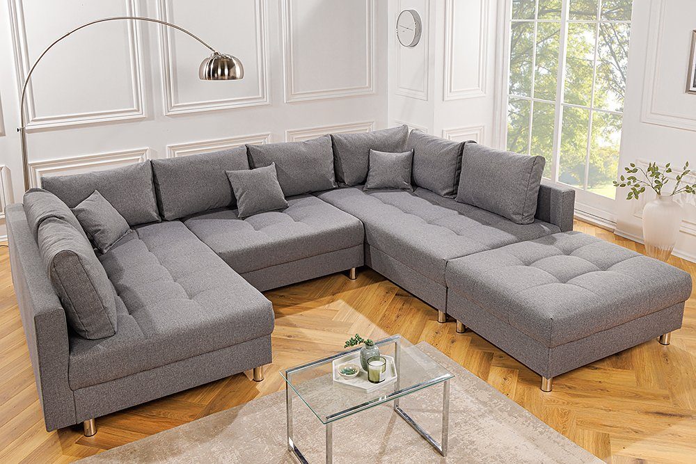 riess-ambiente Wohnlandschaft KENT 305cm grau, Set 4 Teile, Wohnzimmer · XXL · U-Form · mit Federkern · Stoffbezug · Modern Design