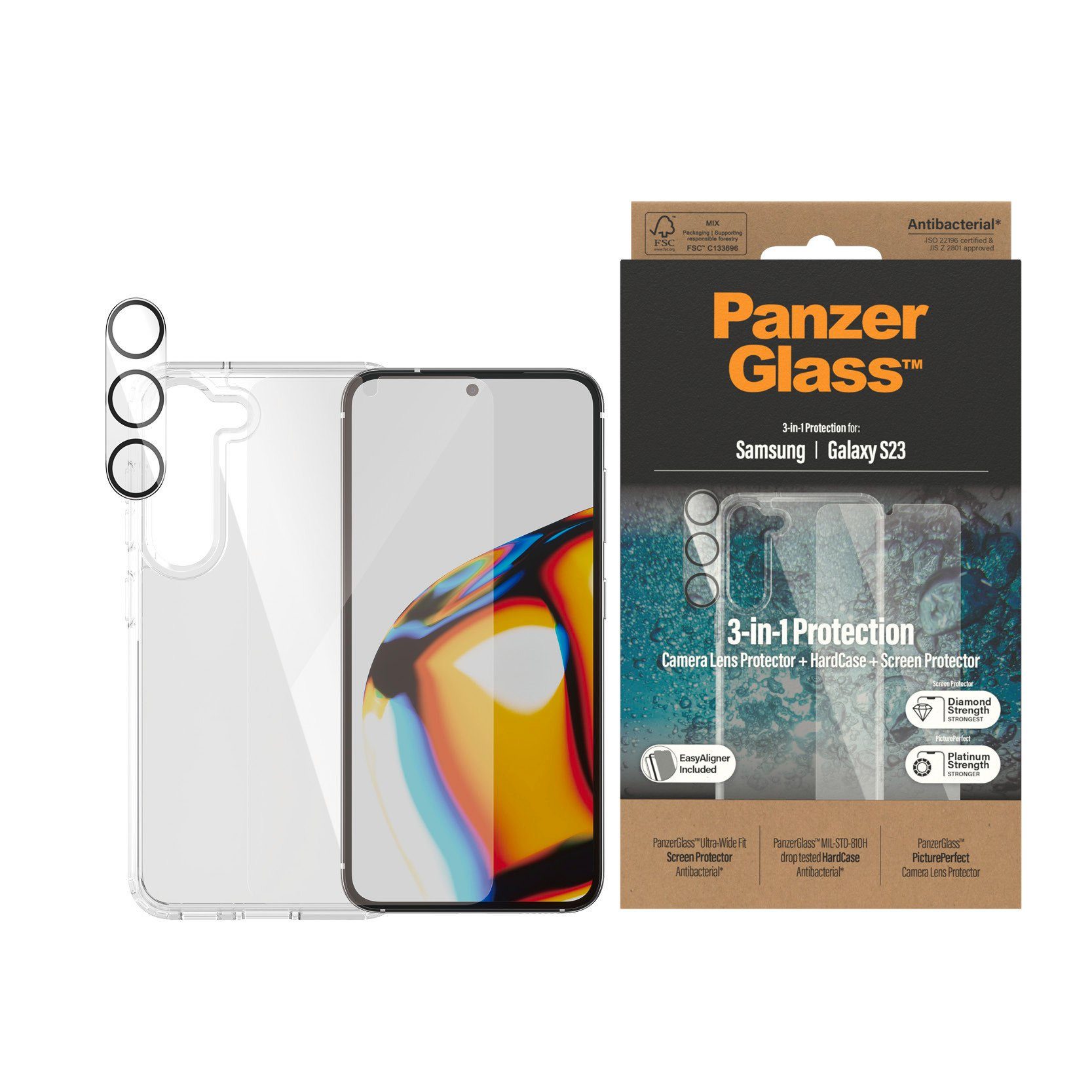 PanzerGlass Backcover Set: HardCase + Screen Protector - Samsung Galaxy S23